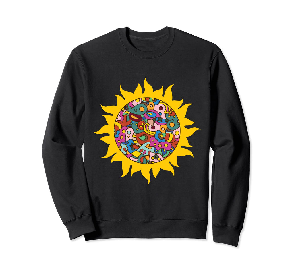 Fun Brightly Colored Psychedelic Sun Sweatshirt - Unique Graphic for Adults - T-Shirt, Sweatshirt, Hoodie