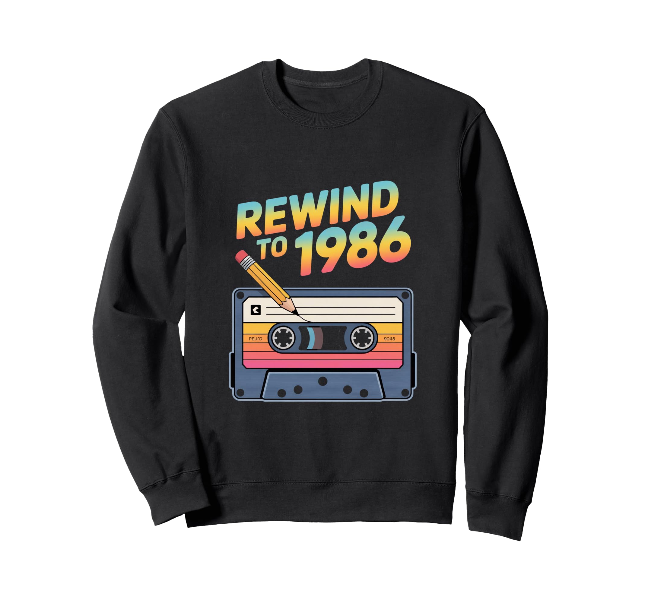 Rewind To 1986 Cassette Tape Sweatshirt - Minimalist Print Men Women - T-Shirt, Sweatshirt, Hoodie