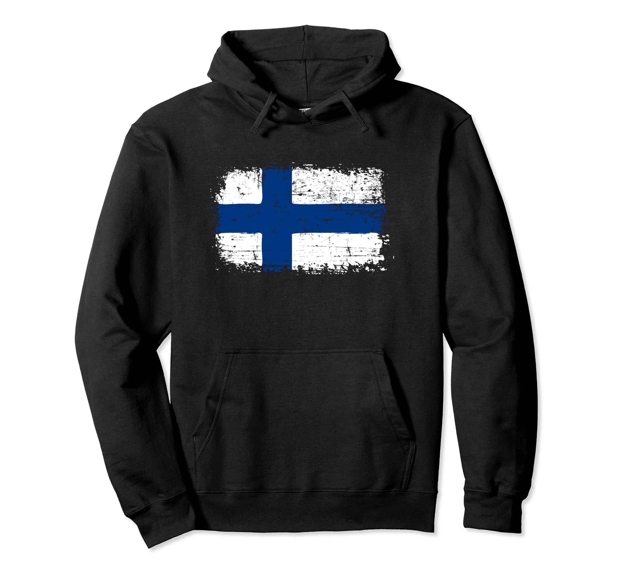 Finland Flag Distressed Hoodie - Trendy Graphic Unisex - T-Shirt, Sweatshirt, Hoodie