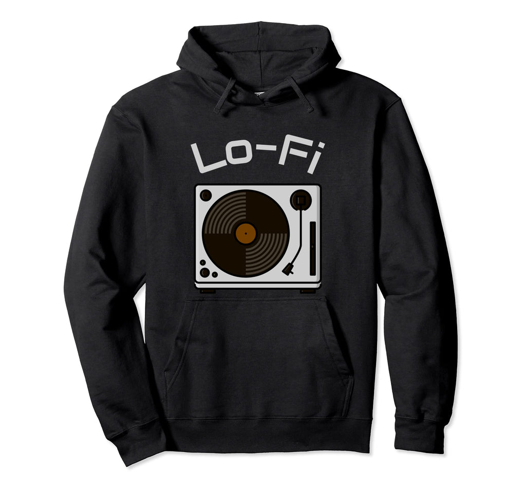 Lo Fi Vinyl Record Player Hoodie - Unique Graphic Men Women - T-Shirt, Sweatshirt, Hoodie