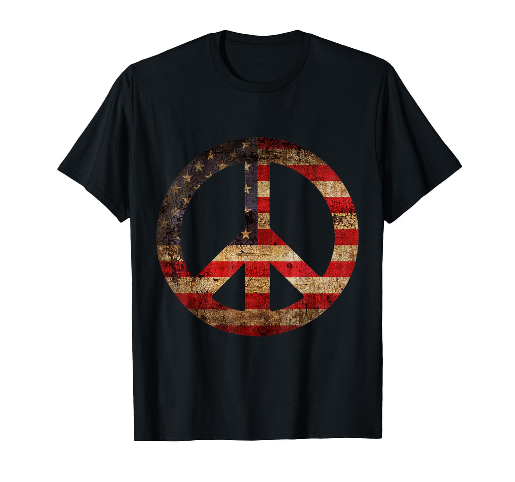 Us American Flag Peace Sign 4Th July T-Shirt - Minimalist Print Unisex - T-Shirt, Sweatshirt, Hoodie