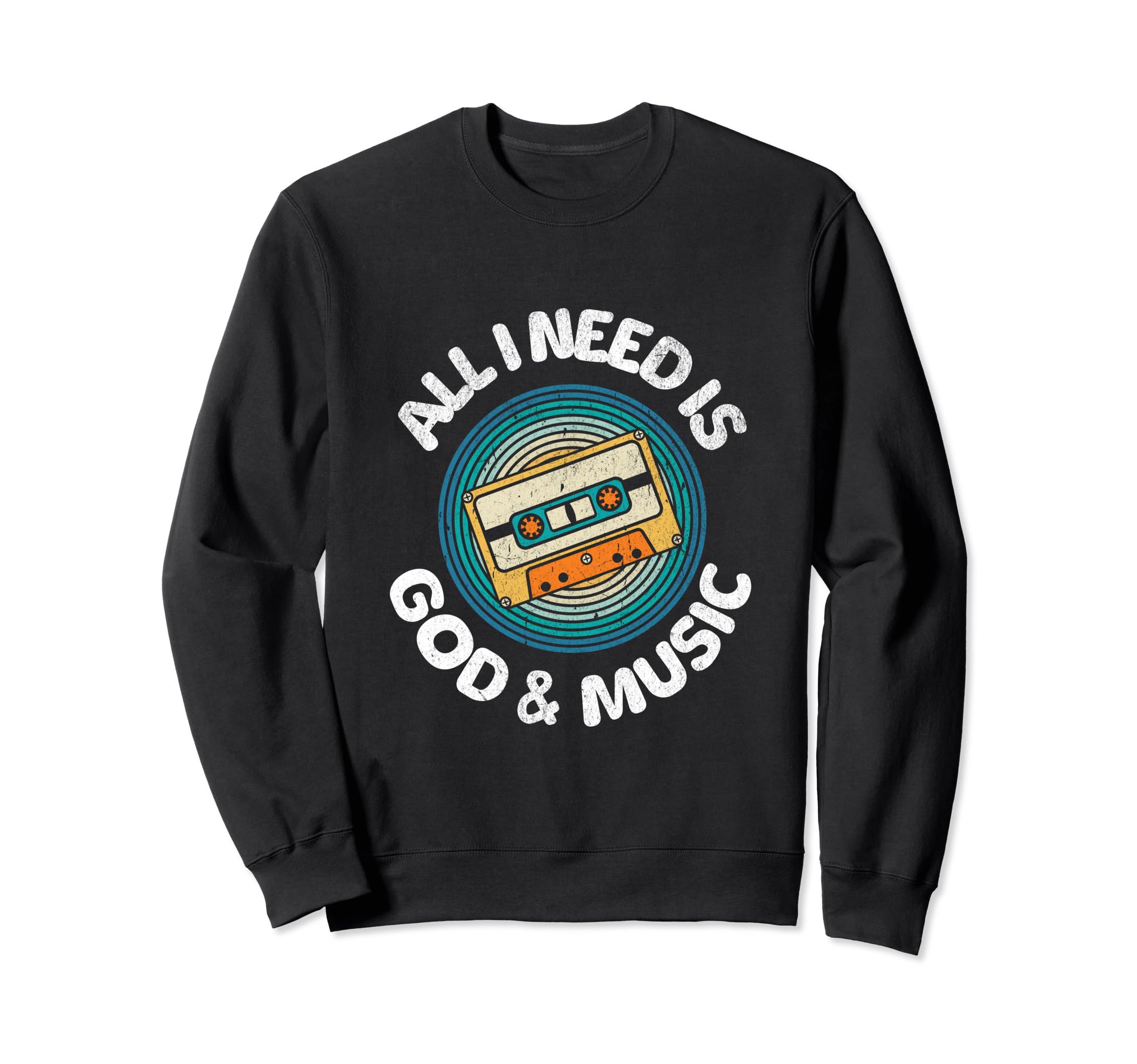God Music Cassette Tape Boombox Faith Sweatshirt - Graphic Print Unisex - T-Shirt, Sweatshirt, Hoodie