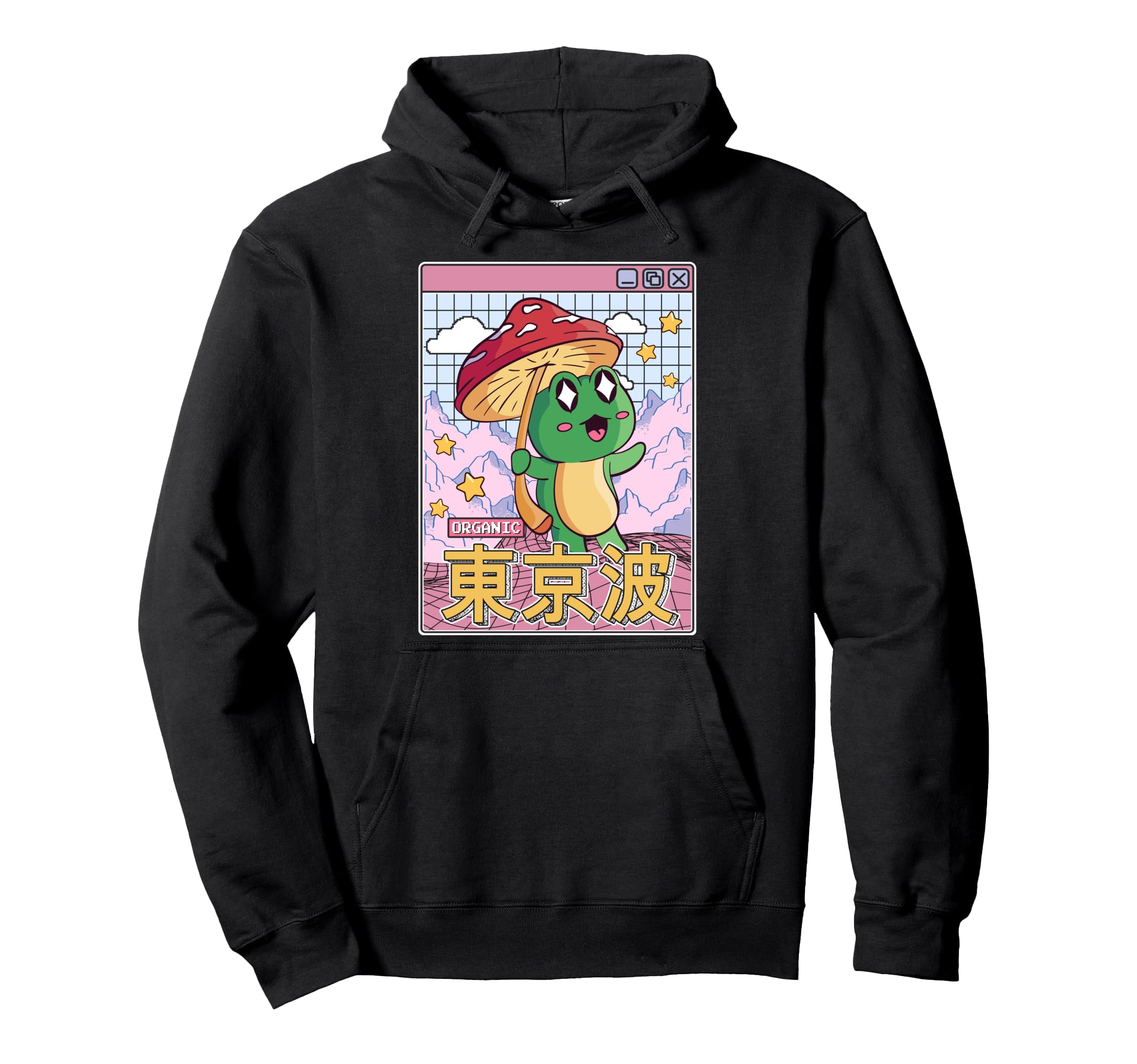 Frog Mushroom Kawaii Vaporwave Japan Hoodie - Custom Art Print Unisex - T-Shirt, Sweatshirt, Hoodie