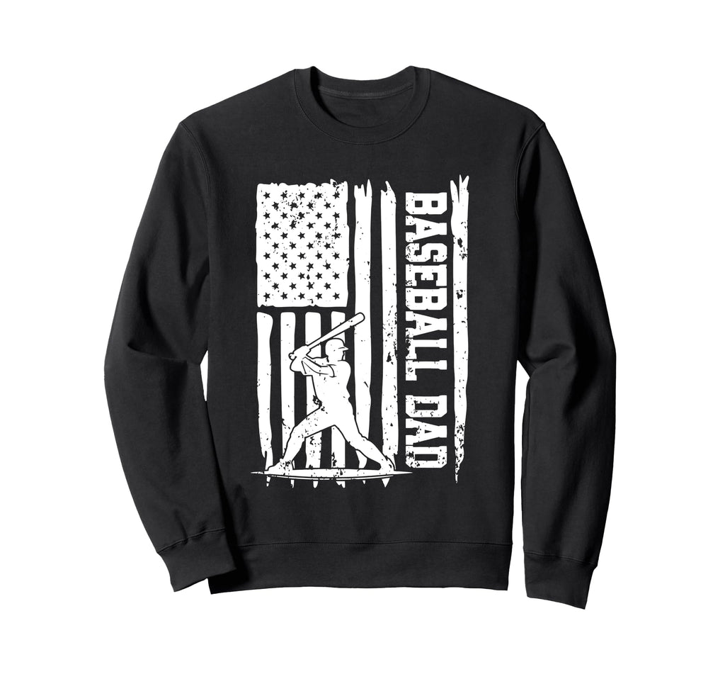 Baseball Dad Us America Flag Sweatshirt - Aesthetic Graphic for Adults - T-Shirt, Sweatshirt, Hoodie