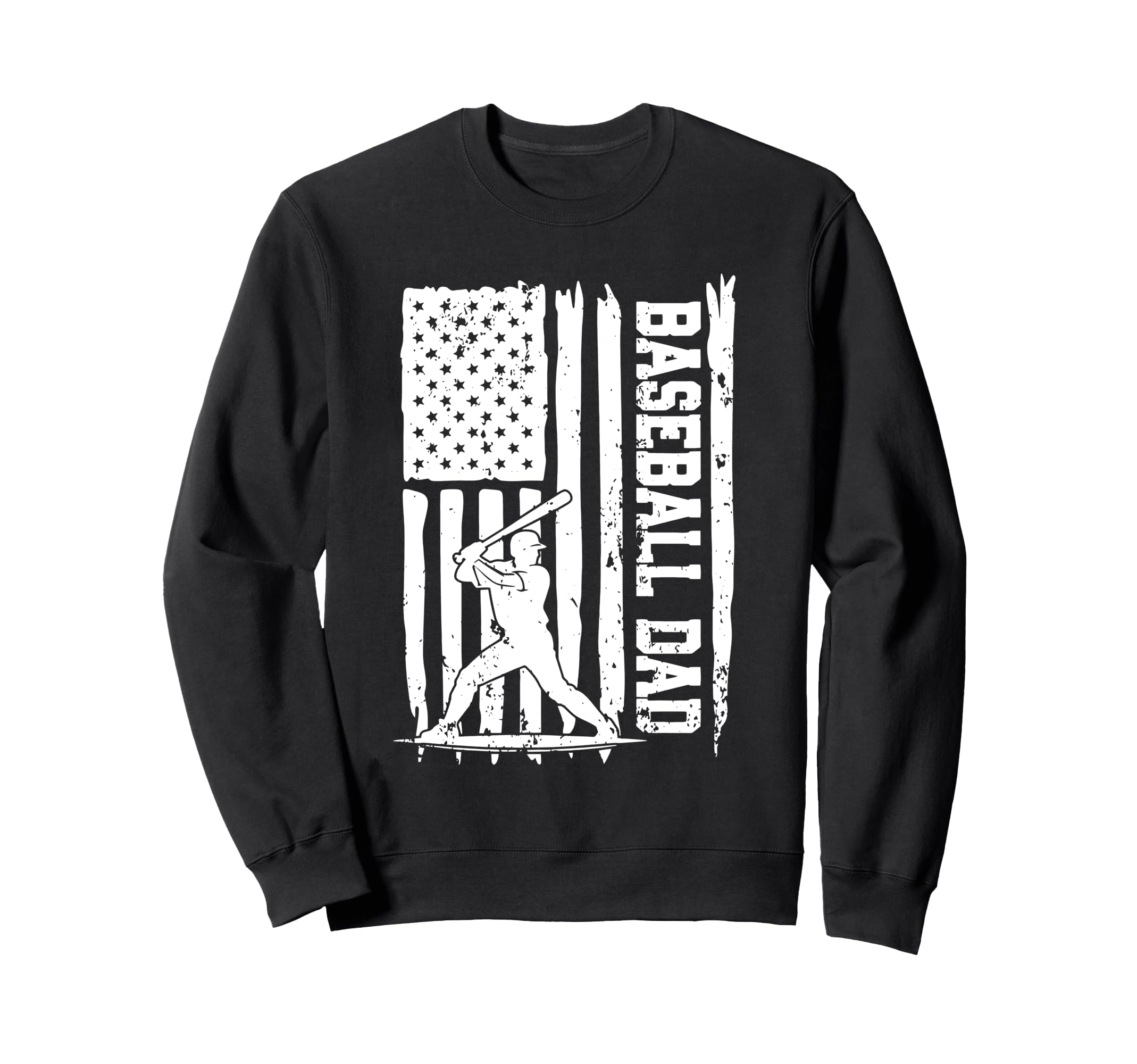 Baseball Dad Us America Flag Sweatshirt - Aesthetic Graphic for Adults - T-Shirt, Sweatshirt, Hoodie