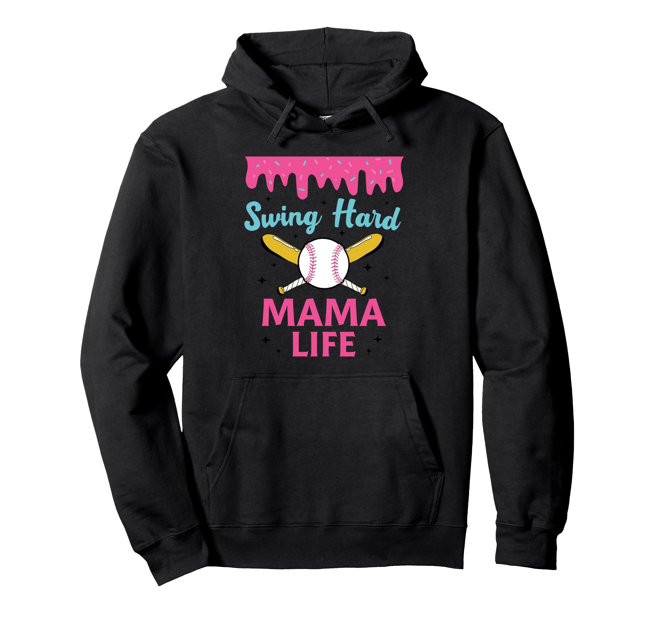 Mothers Day Baseball Mom Swing Hard Mama Hoodie - Custom Art Print Unisex - T-Shirt, Sweatshirt, Hoodie
