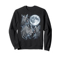 Three Zebra Howling Moon Wolf Sweatshirt - Casual Everyday Wear Men Women - T-Shirt, Sweatshirt, Hoodie