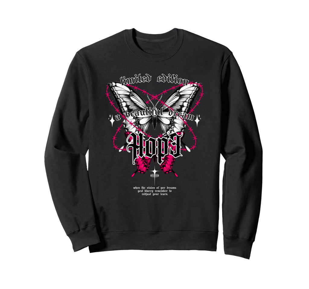 Butterfly Hope Y2K Grunge Aesthetic Sweatshirt - Custom Art Print Men Women - T-Shirt, Sweatshirt, Hoodie