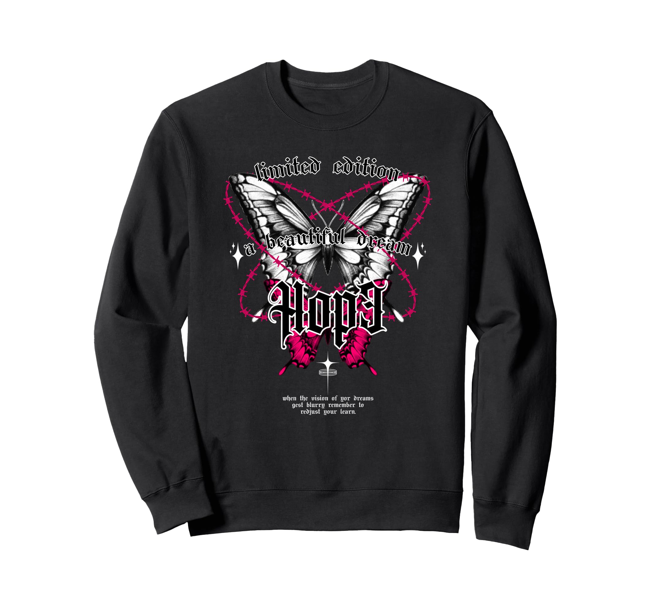 Butterfly Hope Y2K Grunge Aesthetic Sweatshirt - Custom Art Print Men Women - T-Shirt, Sweatshirt, Hoodie