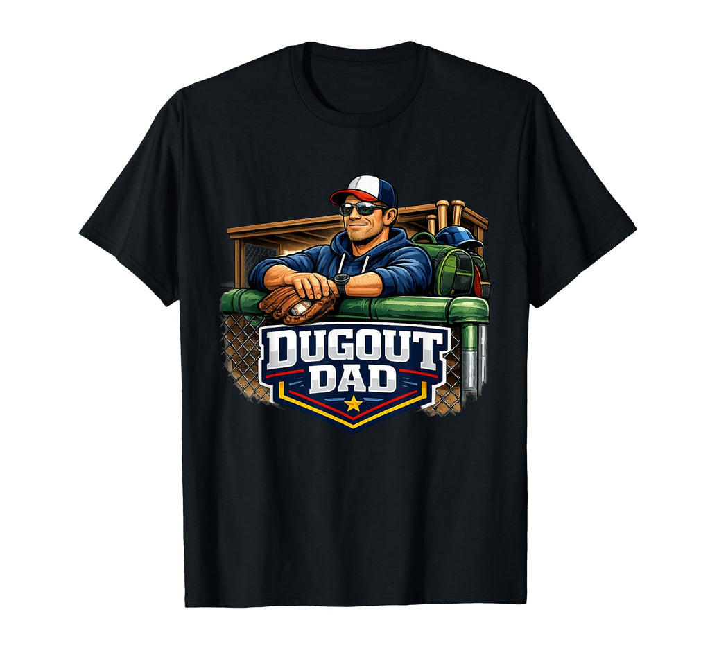 Dugout Dad Baseball Game Day Supporter T-Shirt - Minimalist Print Men Women - T-Shirt, Sweatshirt, Hoodie