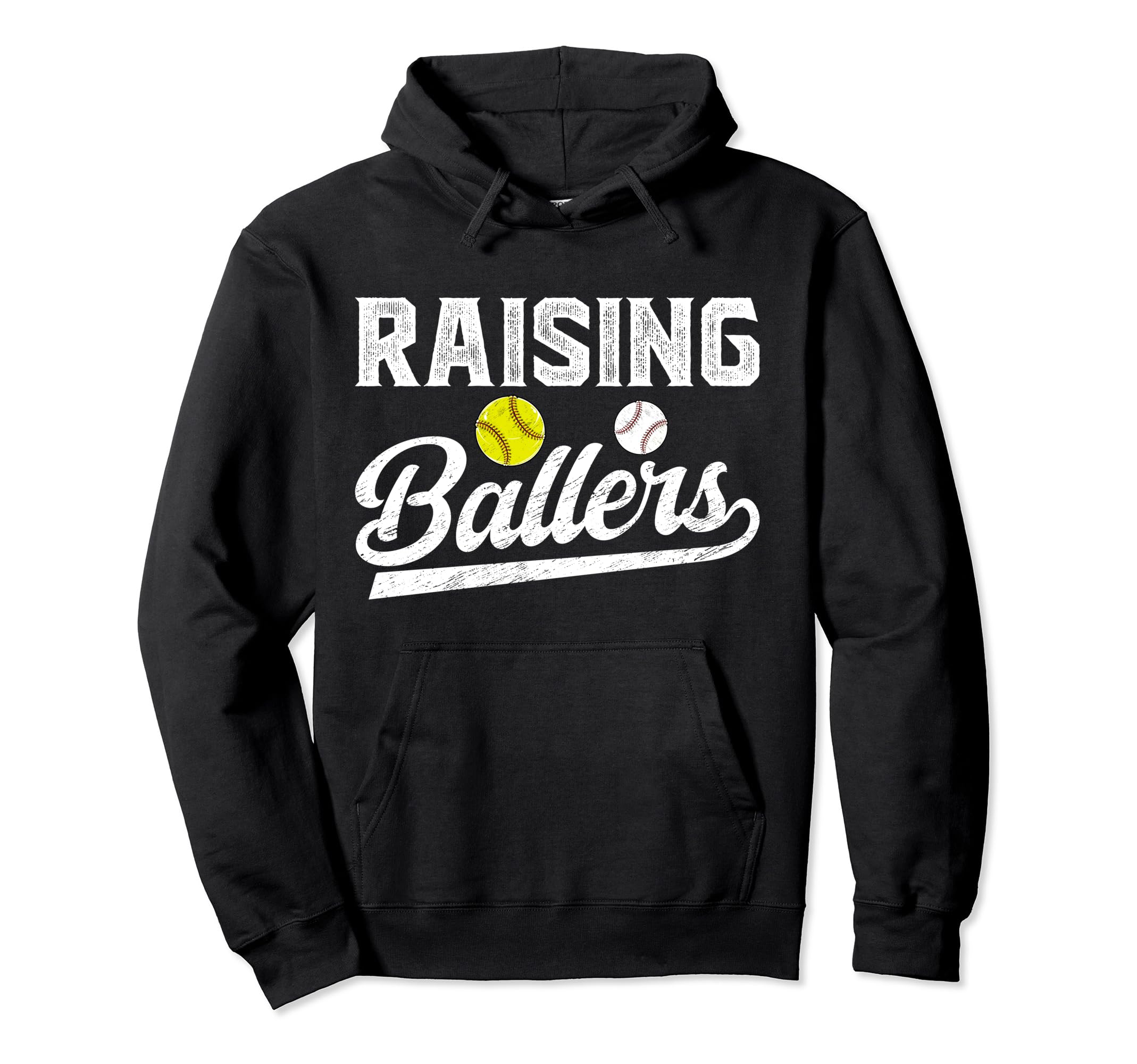 Raising Ballers Baseball Softball Dad Hoodie - Graphic Print Men Women - T-Shirt, Sweatshirt, Hoodie