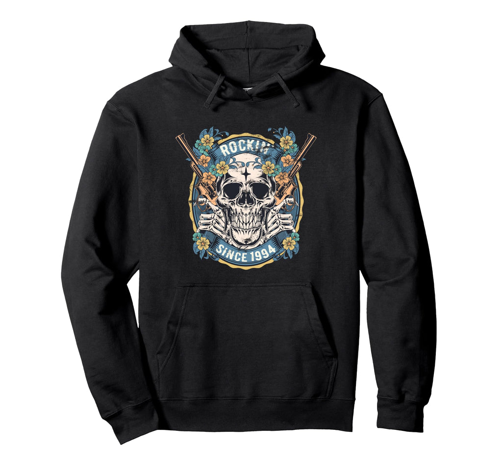 Rockin Since 1994 Skull Birthday Hoodie - Trendy Graphic for Adults - T-Shirt, Sweatshirt, Hoodie