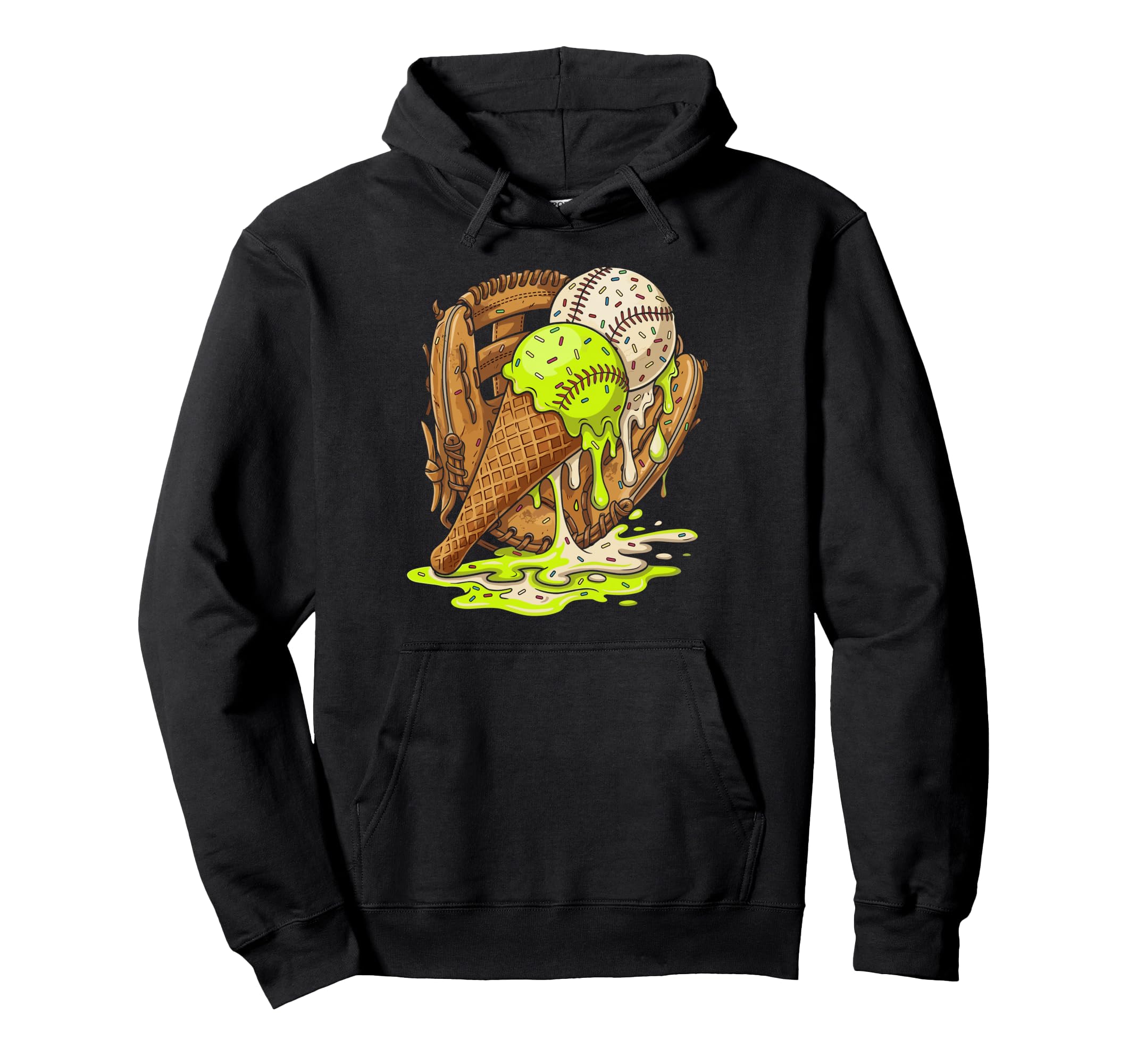 Baseball Drip Ice Cream Drip Baseball Hoodie - Custom Art Print Unisex - T-Shirt, Sweatshirt, Hoodie