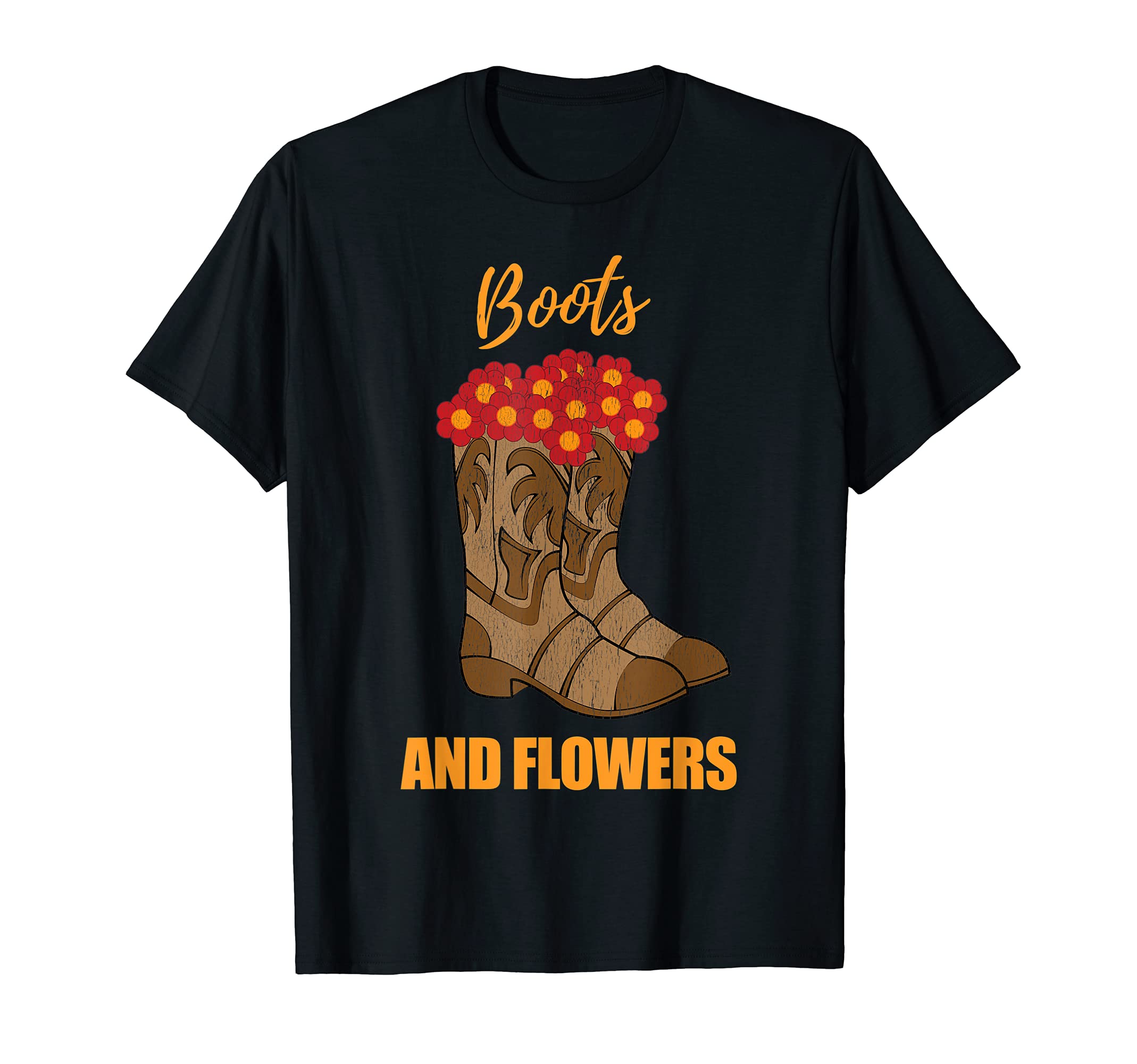 Western Cowboy Boots And Flowers T-Shirt - Novelty Apparel Unisex - T-Shirt, Sweatshirt, Hoodie