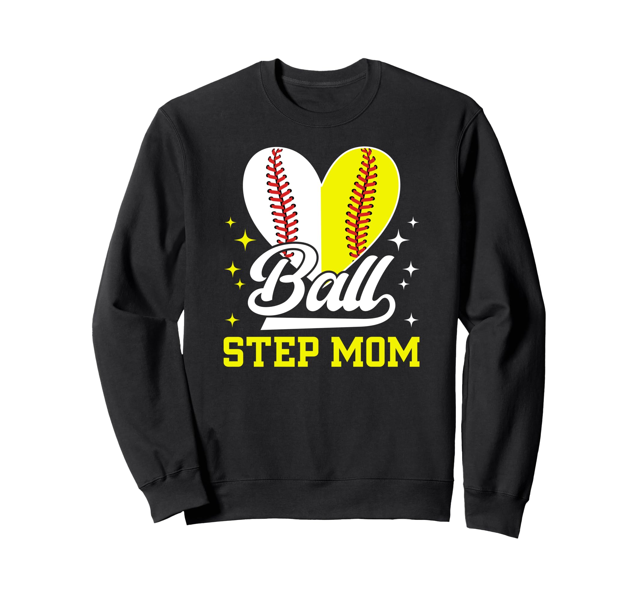 Ball Step Mom Heart Softball Sweatshirt - Aesthetic Graphic for Adults - T-Shirt, Sweatshirt, Hoodie