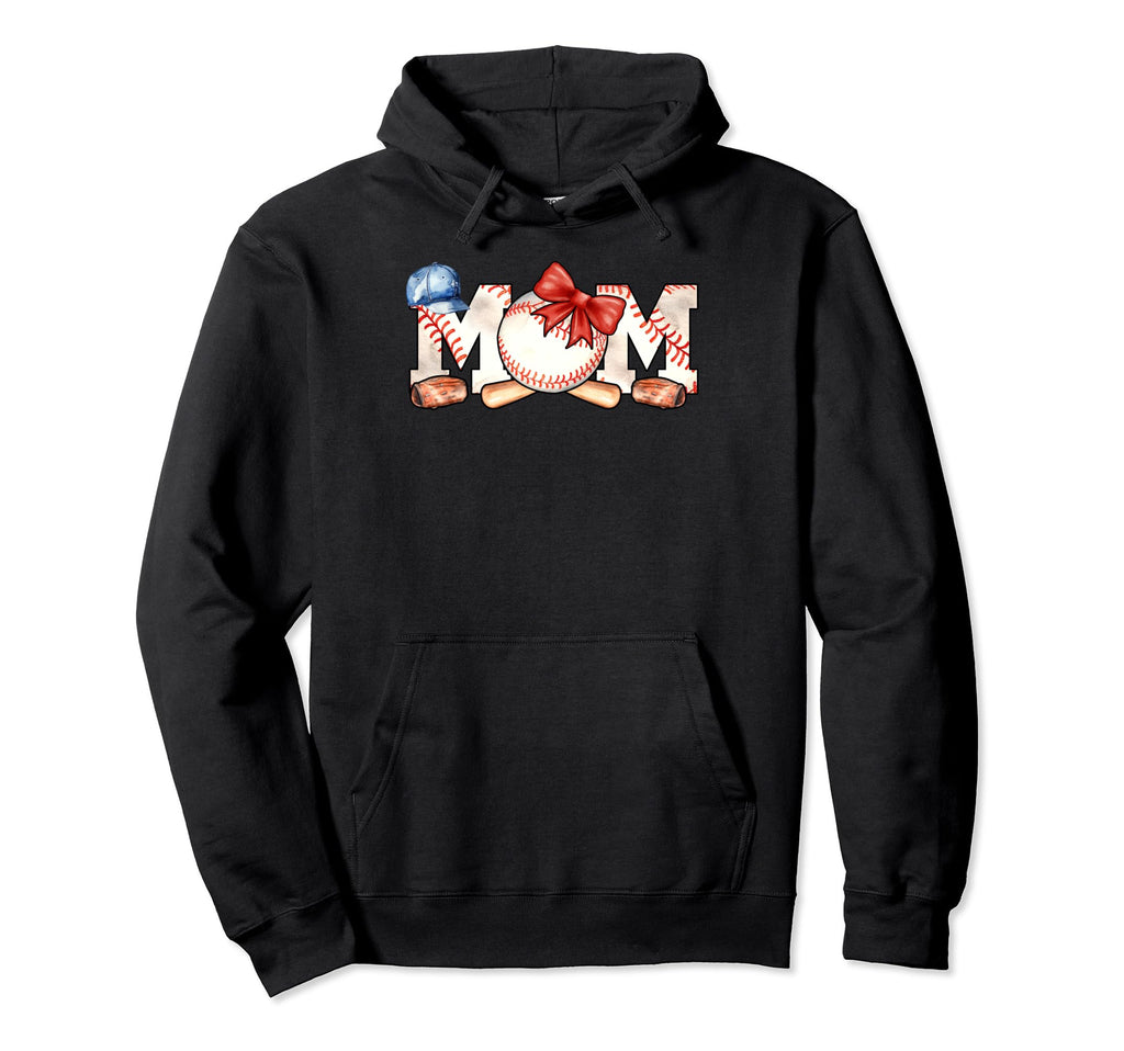 Ball Mom Bow Tie Funny Baseball Mom Hoodie - Fun Novelty Design for Adults - T-Shirt, Sweatshirt, Hoodie