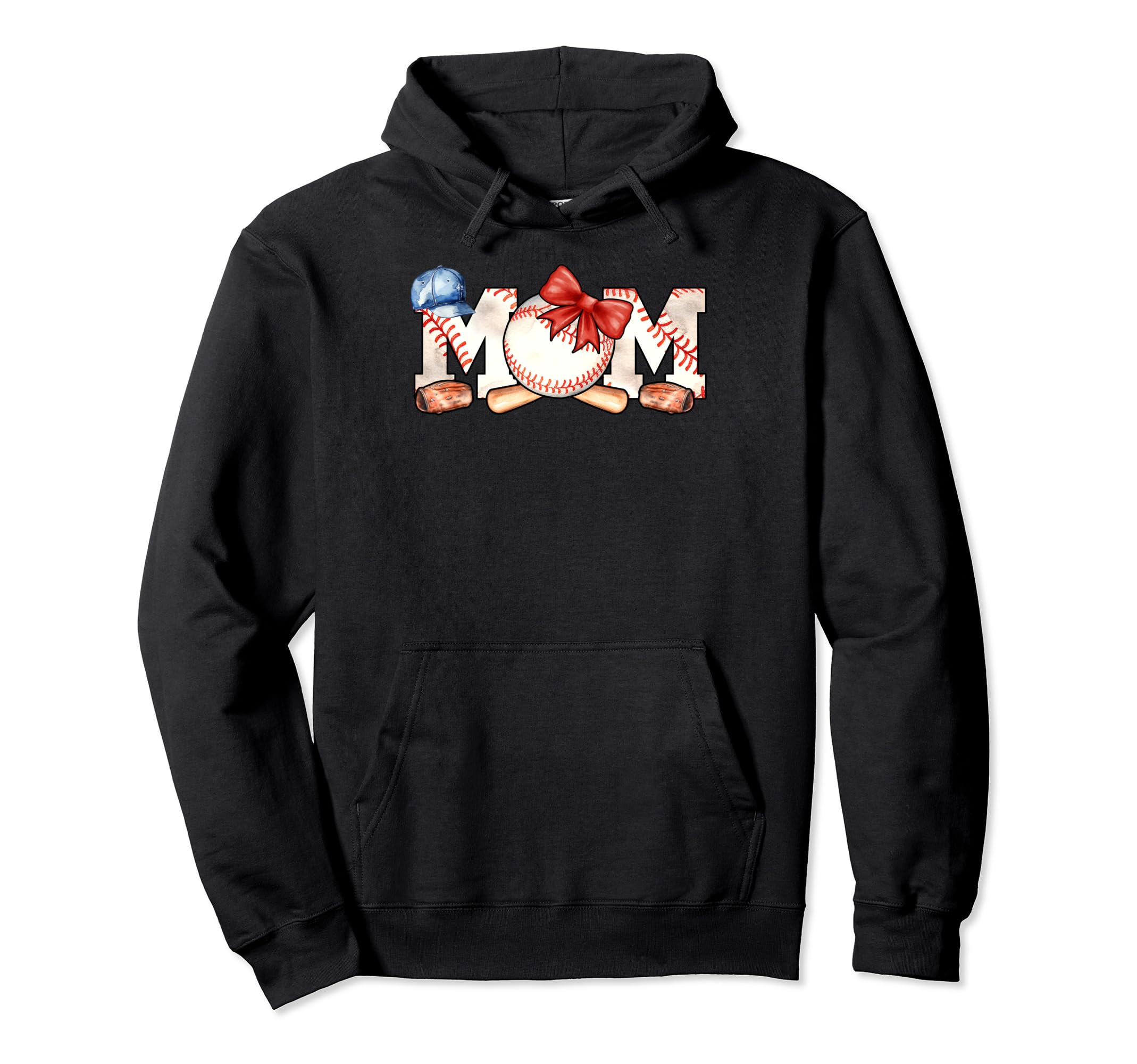 Ball Mom Bow Tie Funny Baseball Mom Hoodie - Fun Novelty Design for Adults - T-Shirt, Sweatshirt, Hoodie