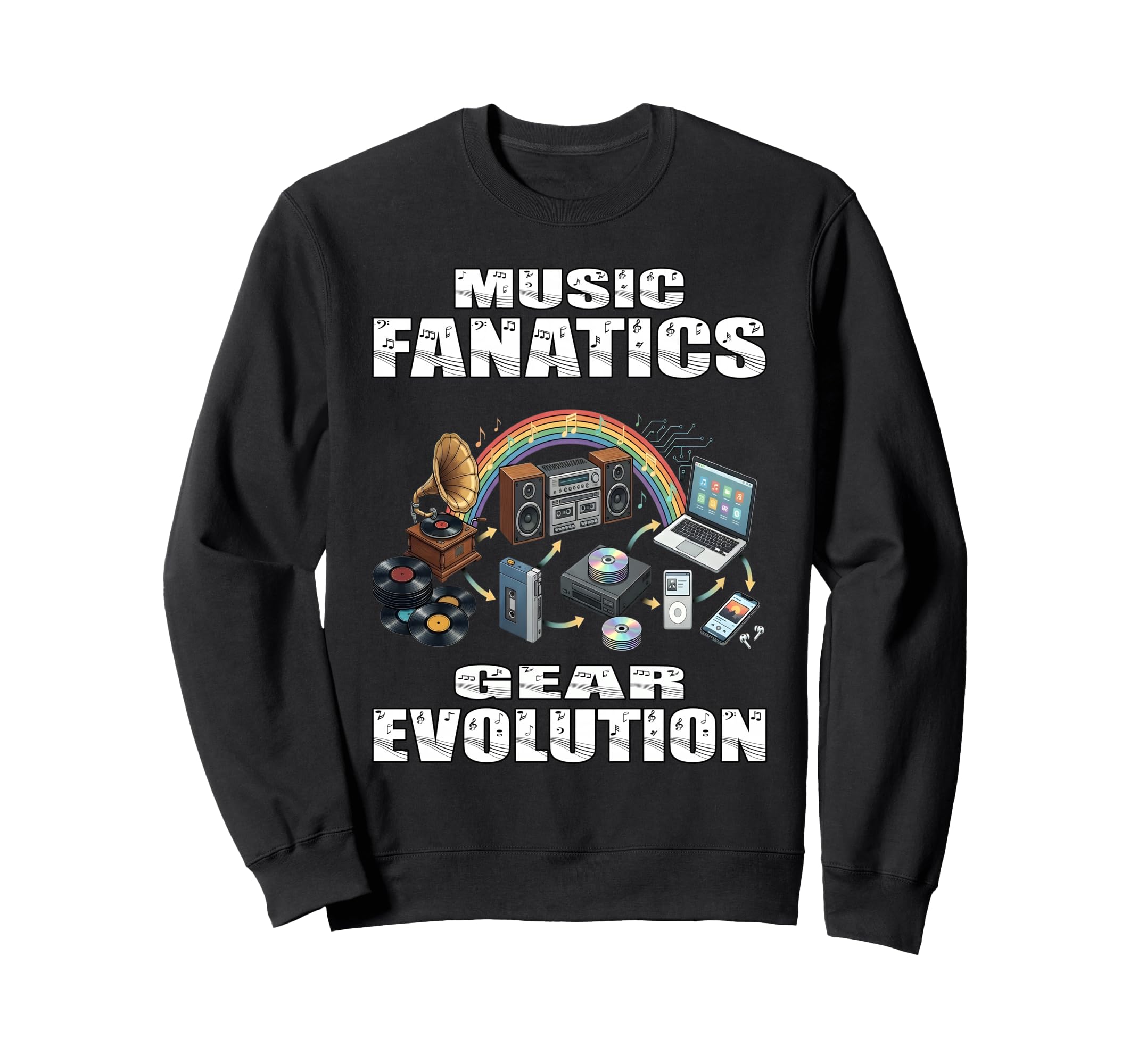 Music Fanatics Gear Evolution Vinyl Sweatshirt - Aesthetic Graphic Unisex - T-Shirt, Sweatshirt, Hoodie
