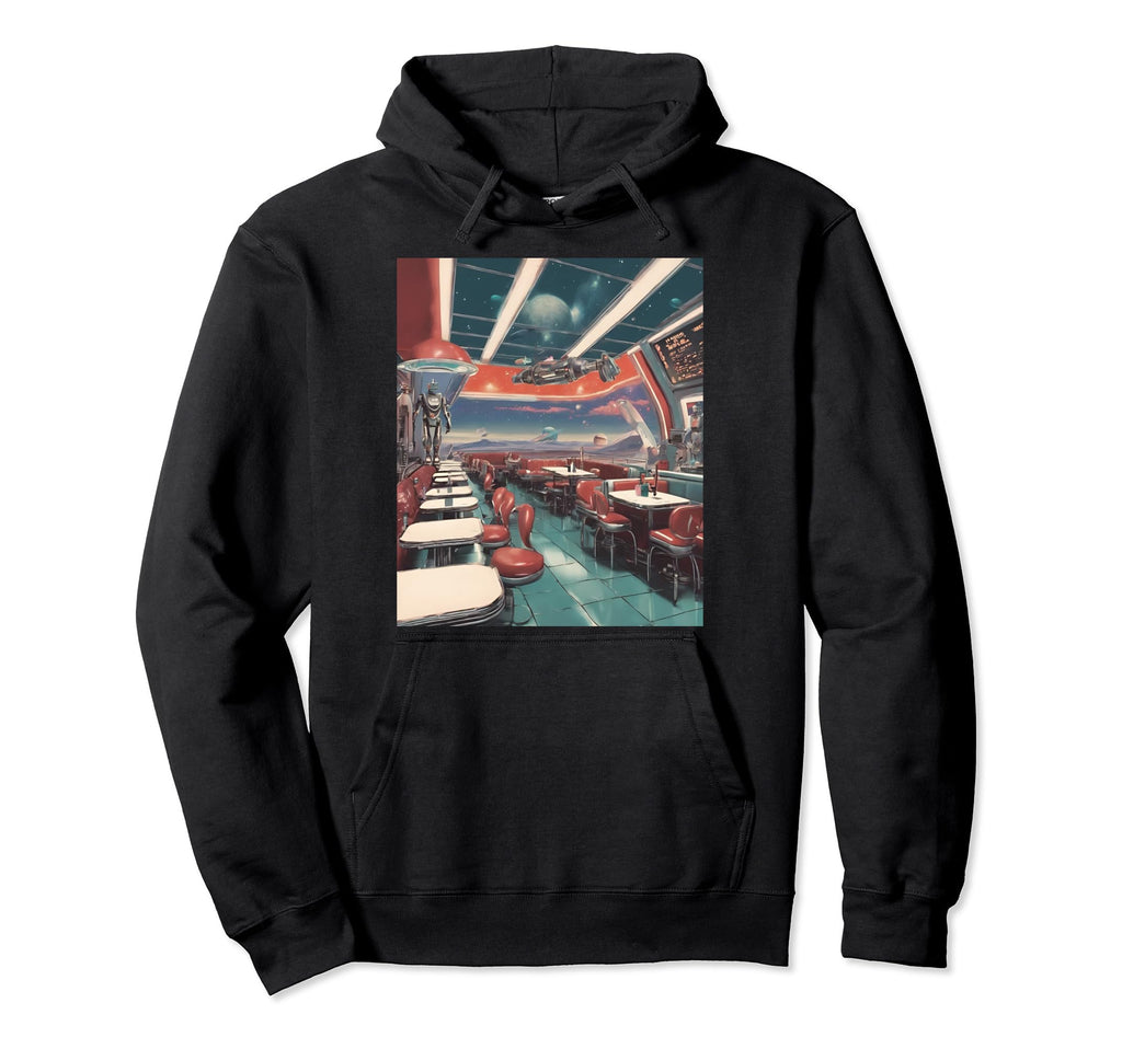 Space Diner Robot Waitstaff Hoodie - Streetwear Style for Adults - T-Shirt, Sweatshirt, Hoodie