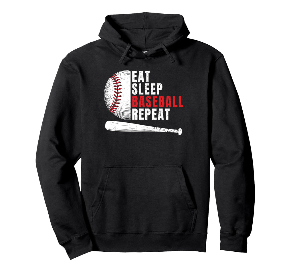 Eat Sleep Baseball Repeat Mens Baseball Hoodie - Minimalist Print Unisex - T-Shirt, Sweatshirt, Hoodie
