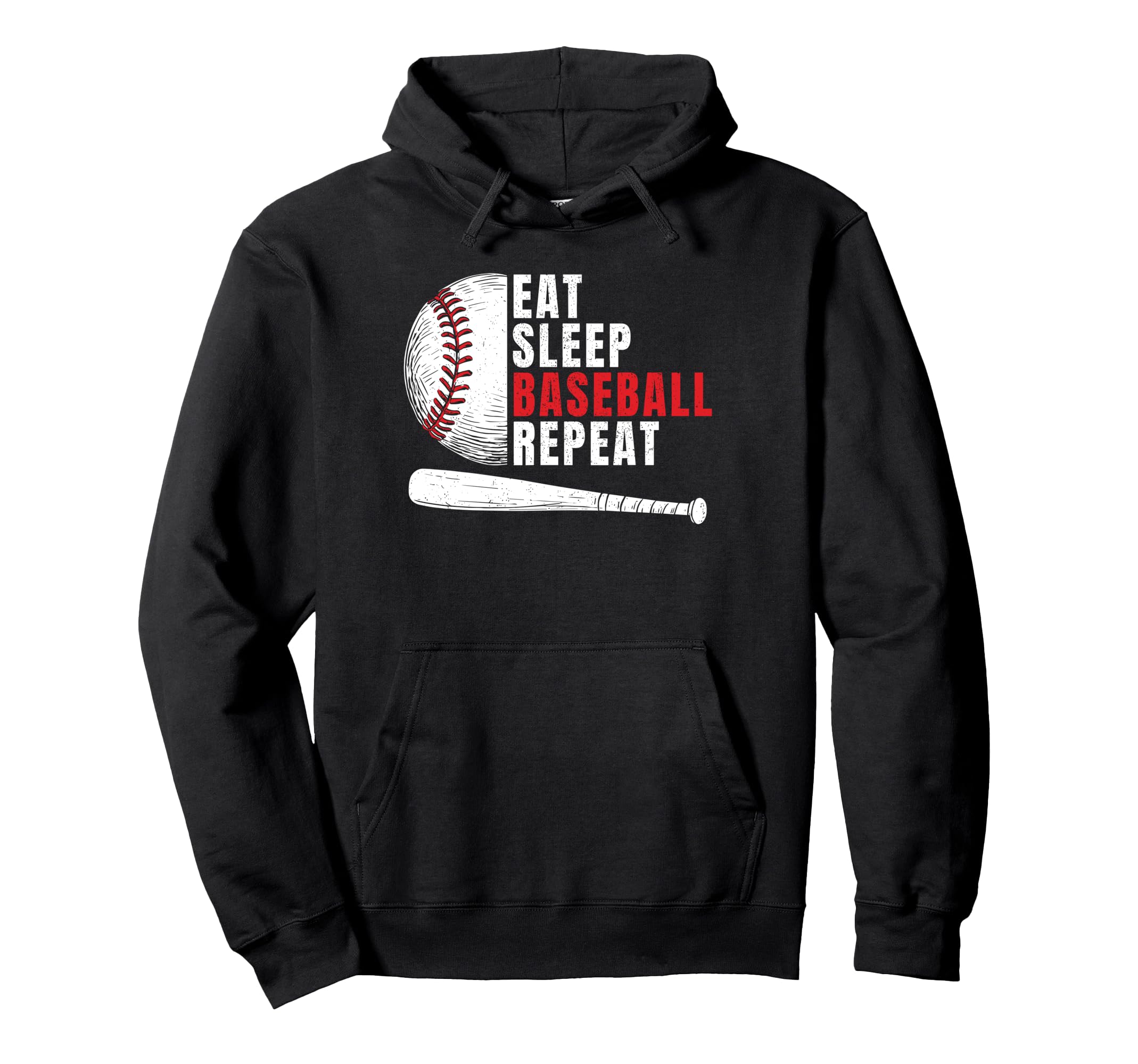 Eat Sleep Baseball Repeat Mens Baseball Hoodie - Minimalist Print Unisex - T-Shirt, Sweatshirt, Hoodie