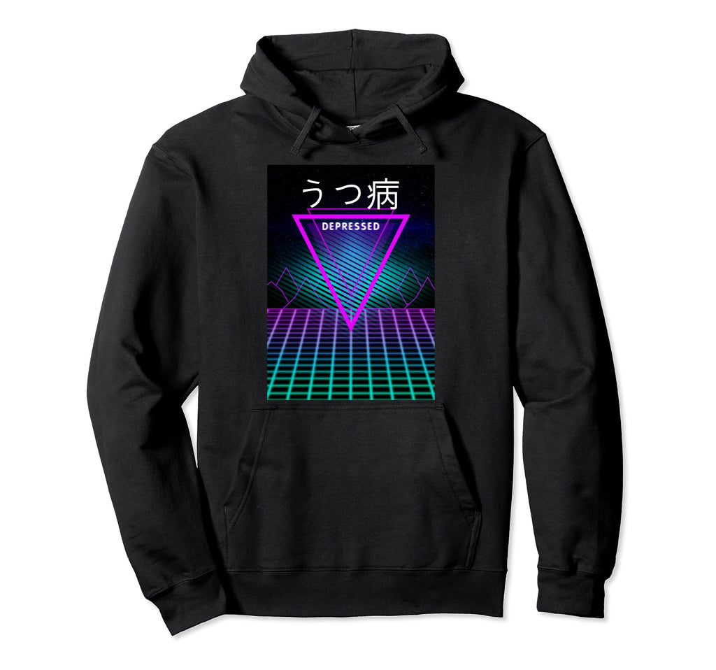 Vaporwave Depressed Depression Hoodie - Aesthetic Graphic Men Women - T-Shirt, Sweatshirt, Hoodie
