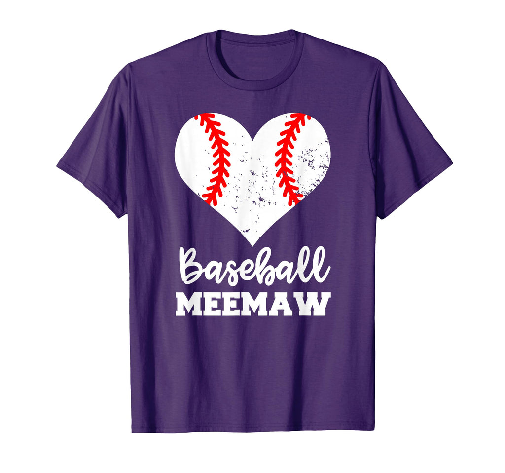 Baseball Meemaw Funny Baseball Heart T-Shirt - Aesthetic Graphic Unisex - T-Shirt, Sweatshirt, Hoodie