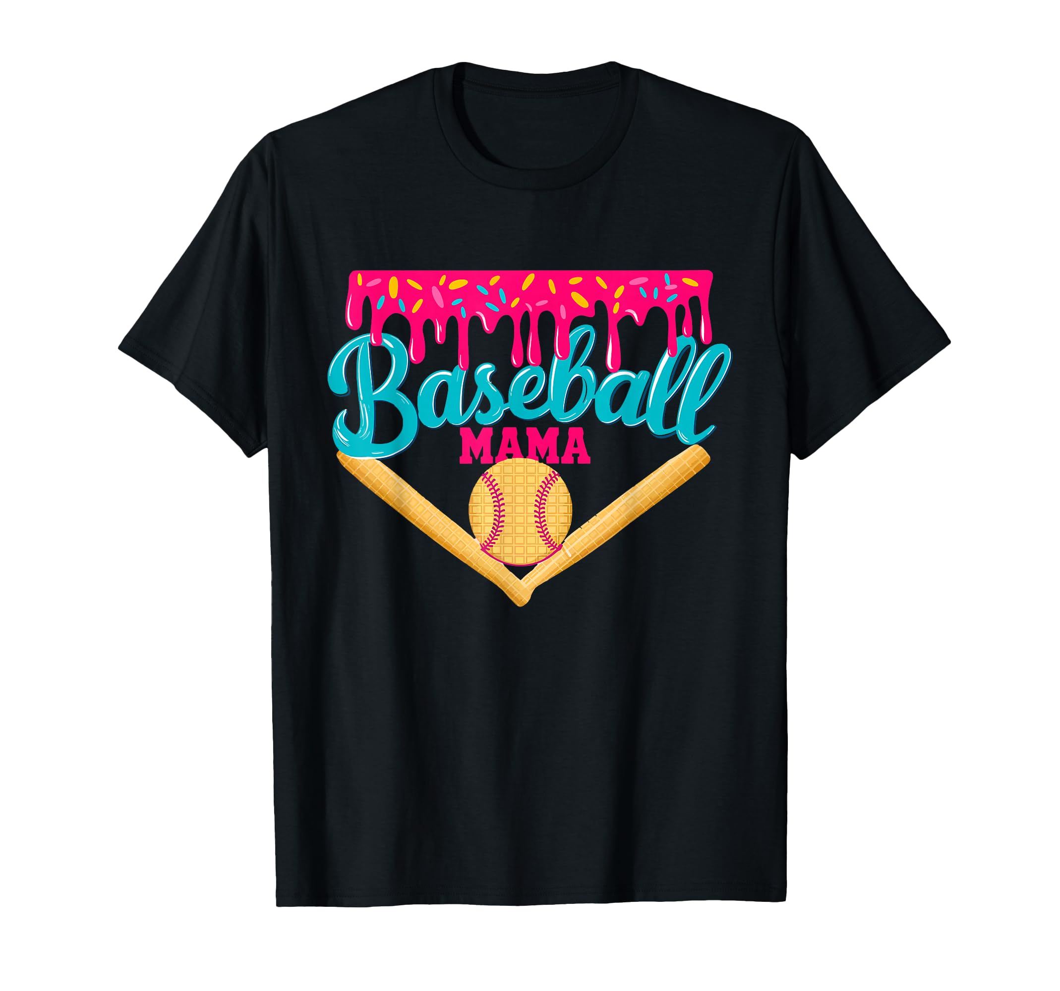 Baseball Drip Mom Ice Cream Drip T-Shirt - Aesthetic Graphic for Adults - T-Shirt, Sweatshirt, Hoodie