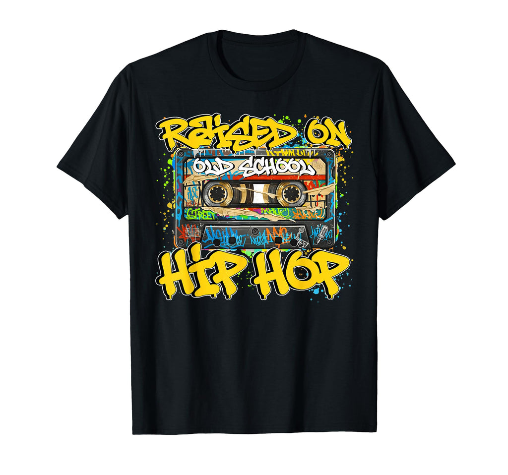 Raised 80S 90S Old School Hip Hop Cassette T-Shirt - Trendy Graphic Unisex - T-Shirt, Sweatshirt, Hoodie
