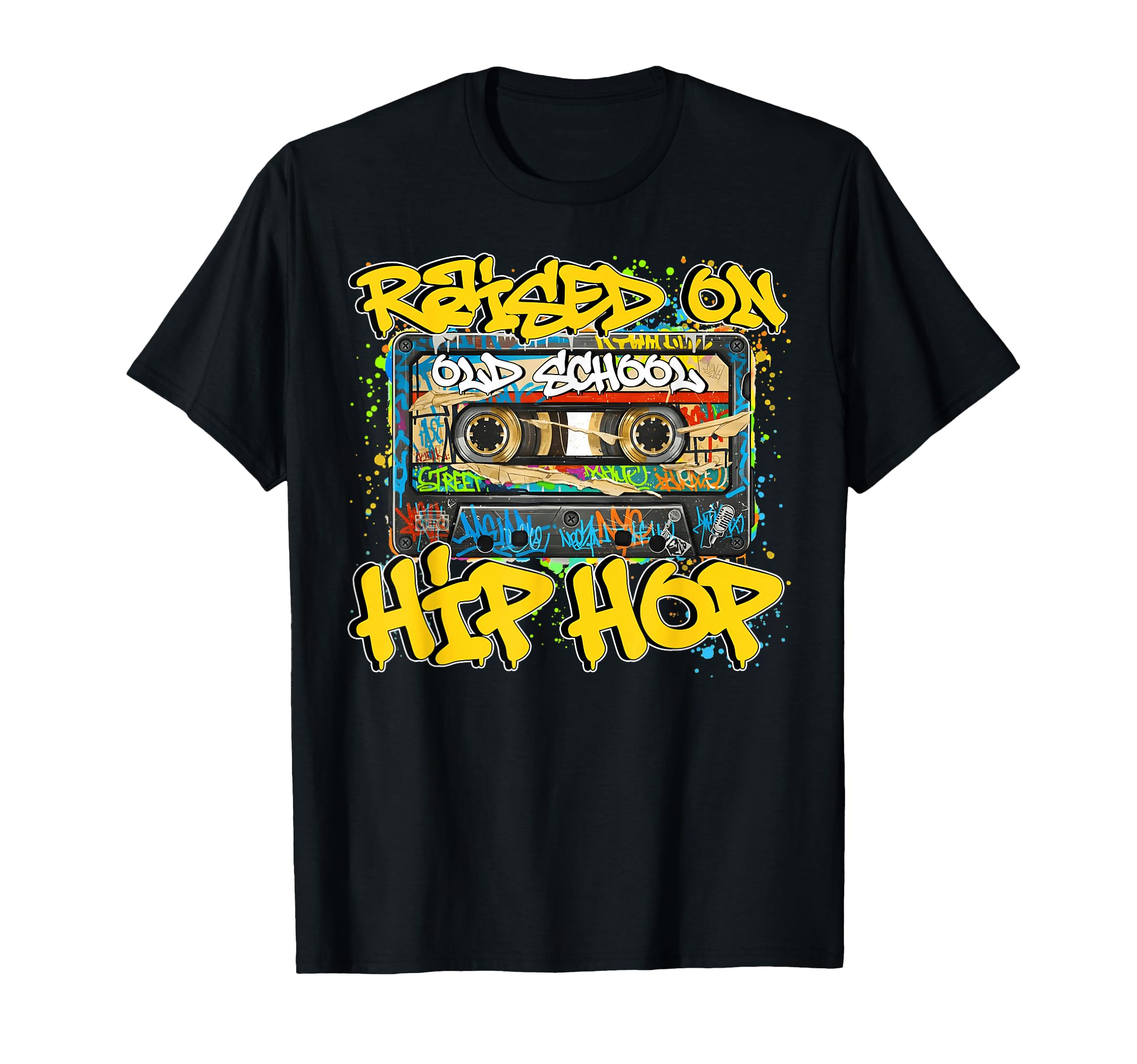 Raised 80S 90S Old School Hip Hop Cassette T-Shirt - Trendy Graphic Unisex - T-Shirt, Sweatshirt, Hoodie