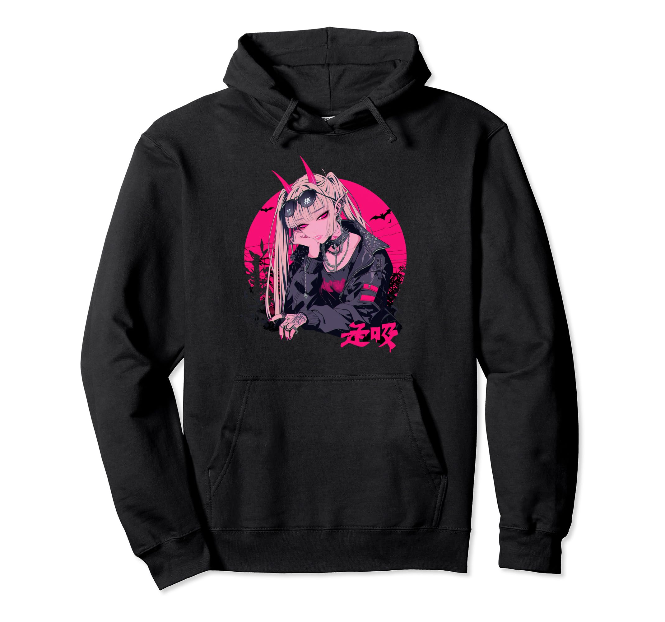Goth Grunge Demon Anime Waifu Horror Alt Hoodie - Aesthetic Graphic Unisex - T-Shirt, Sweatshirt, Hoodie