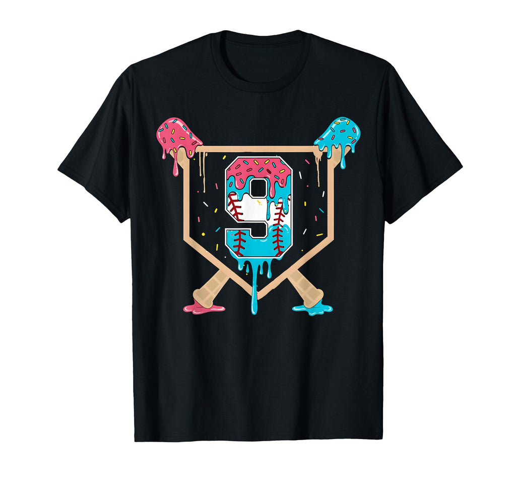 Baseball 9 Year Old Ice Cream Drip 9Th T-Shirt - Trendy Graphic Men Women - T-Shirt, Sweatshirt, Hoodie