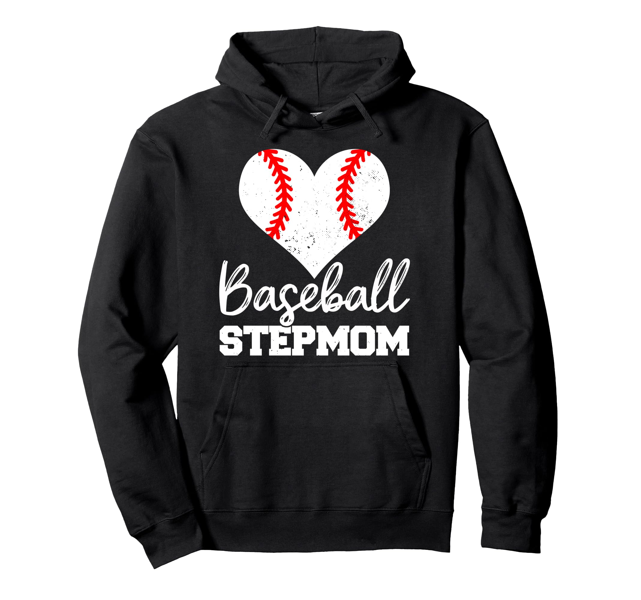 Baseball Stepmom Heart Funny Hoodie - Fun Novelty Design for Adults - T-Shirt, Sweatshirt, Hoodie