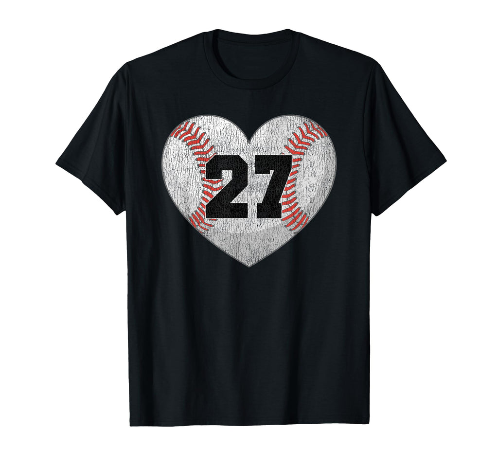 Baseball Number 27 Distressed T-Shirt - Casual Everyday Wear for Adults - T-Shirt, Sweatshirt, Hoodie