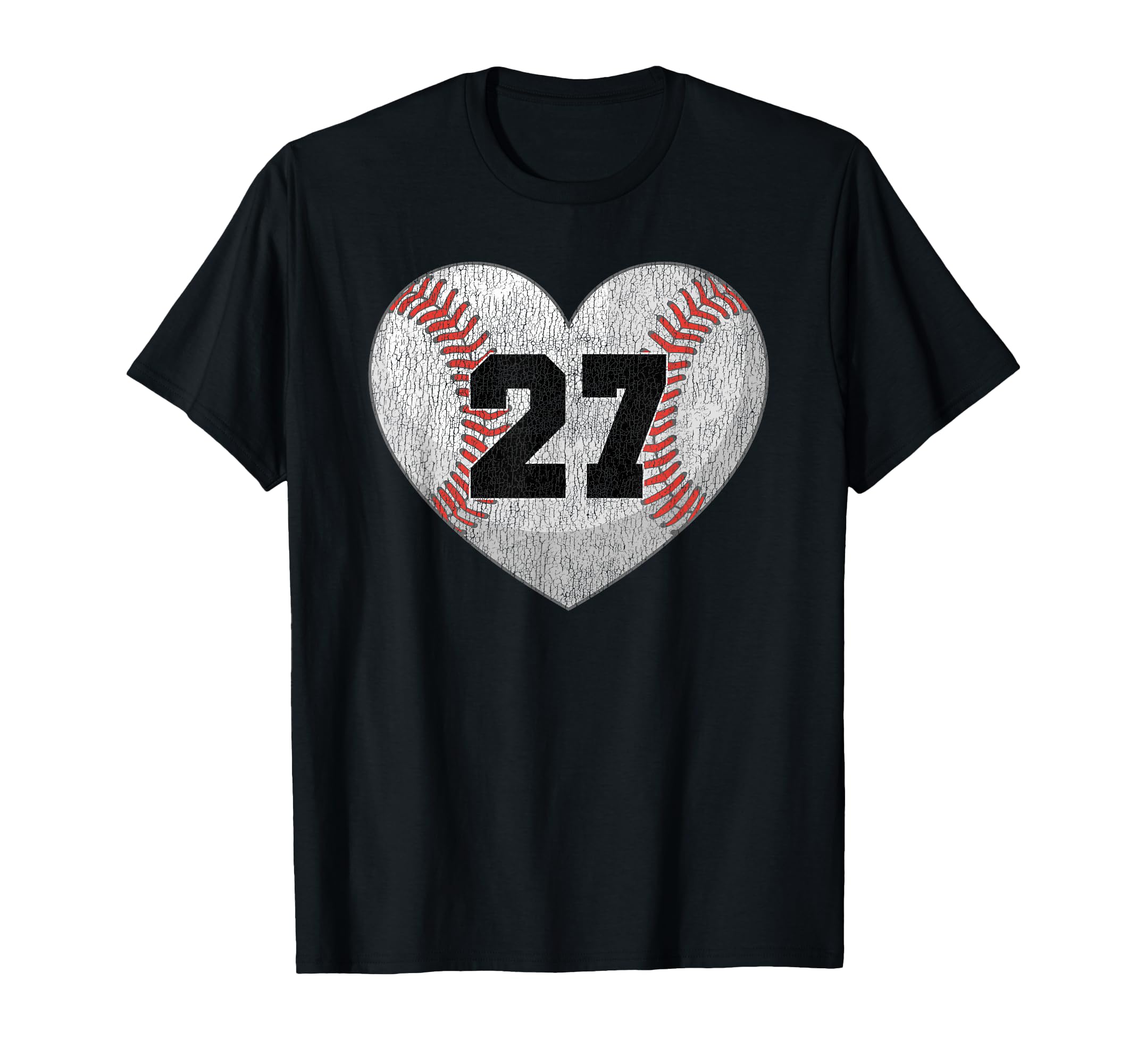 Baseball Number 27 Distressed T-Shirt - Casual Everyday Wear for Adults - T-Shirt, Sweatshirt, Hoodie