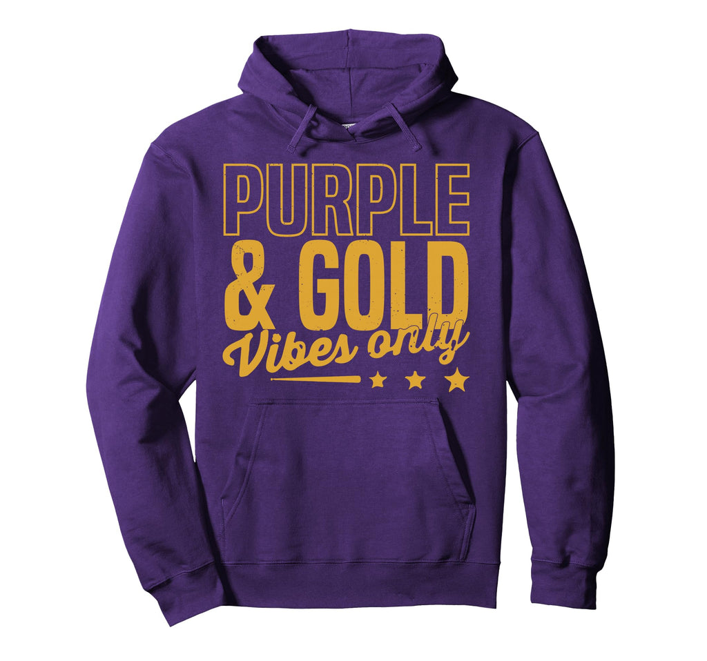 Purple And Gold Vibes Only Game Day Hoodie - Minimalist Print Men Women - T-Shirt, Sweatshirt, Hoodie