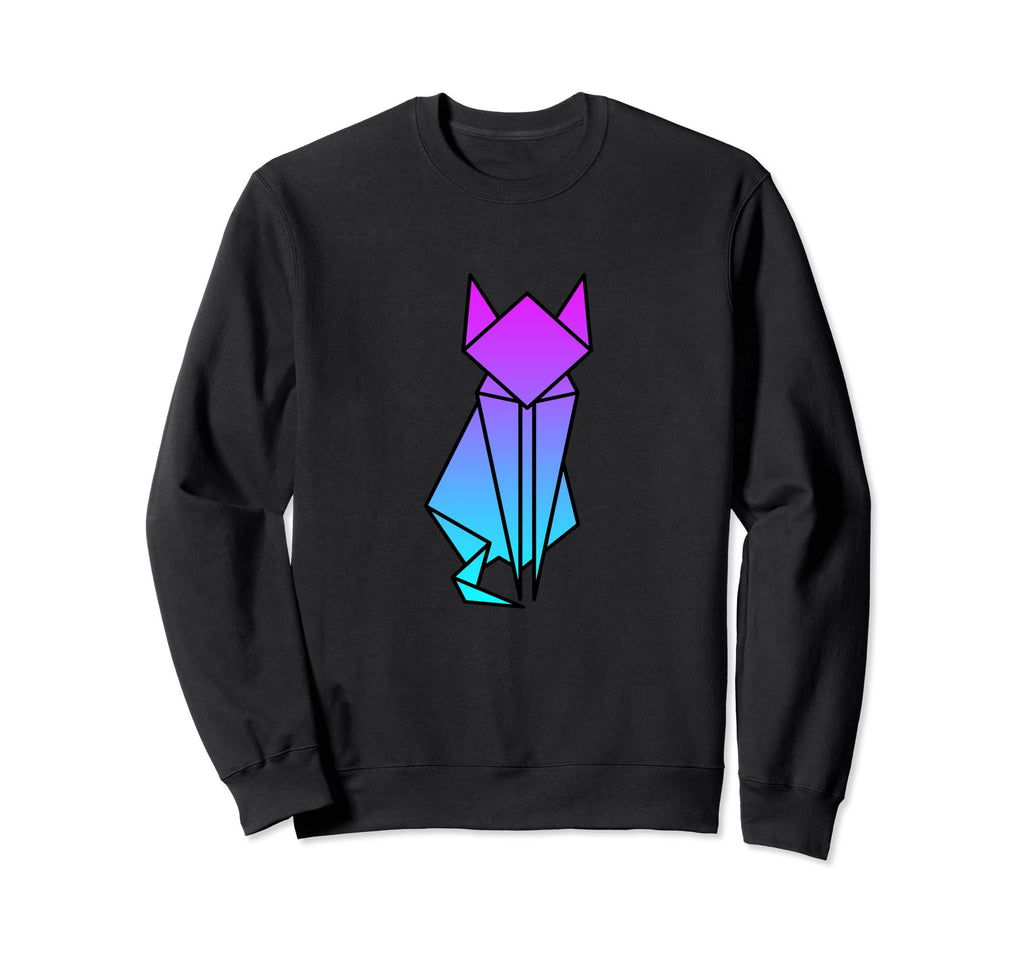 Cat Origami Vaporwave Aesthetic Sweatshirt - Minimalist Print Men Women - T-Shirt, Sweatshirt, Hoodie