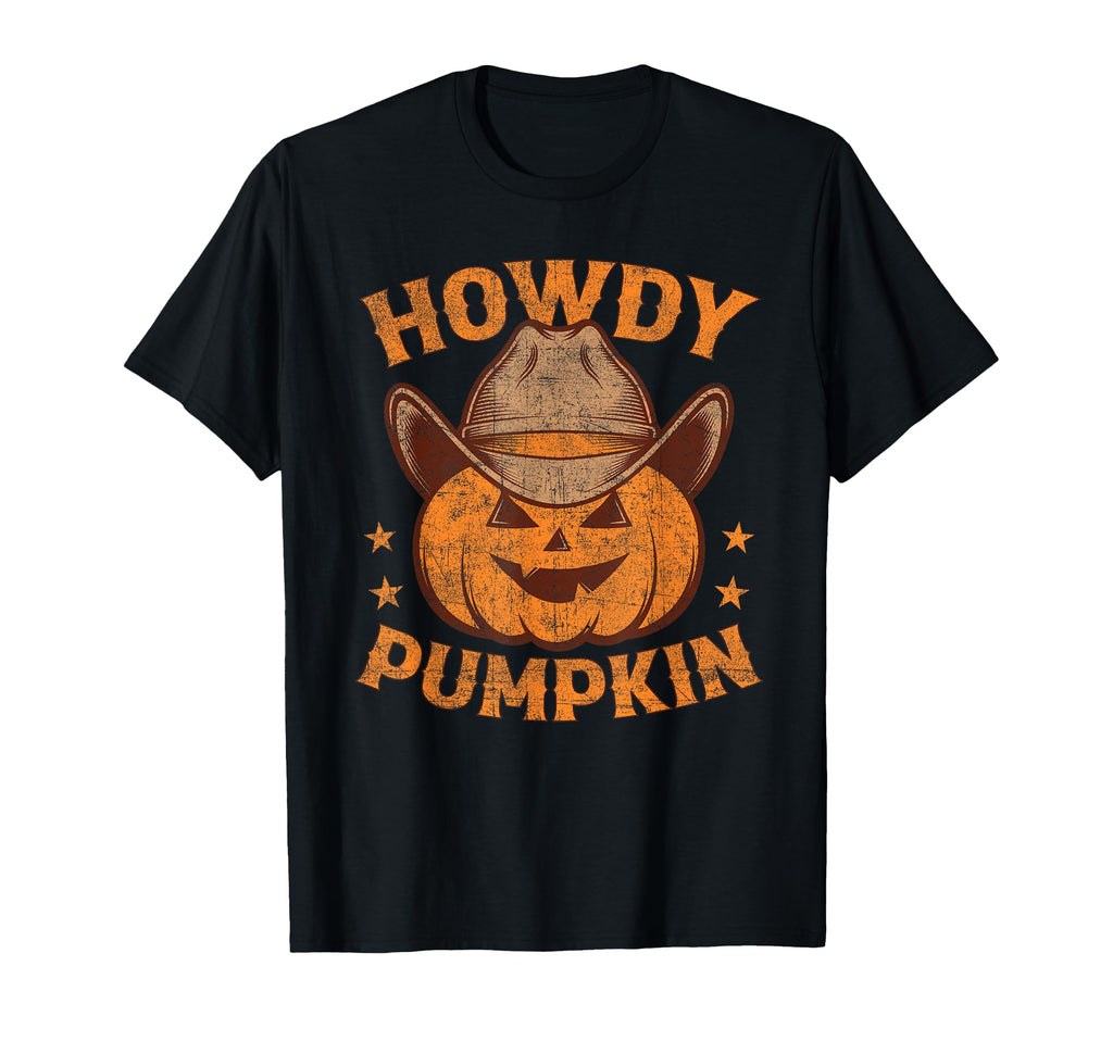 Howdy Pumpkin Autumn Western Halloween T-Shirt - Minimalist Print Unisex - T-Shirt, Sweatshirt, Hoodie