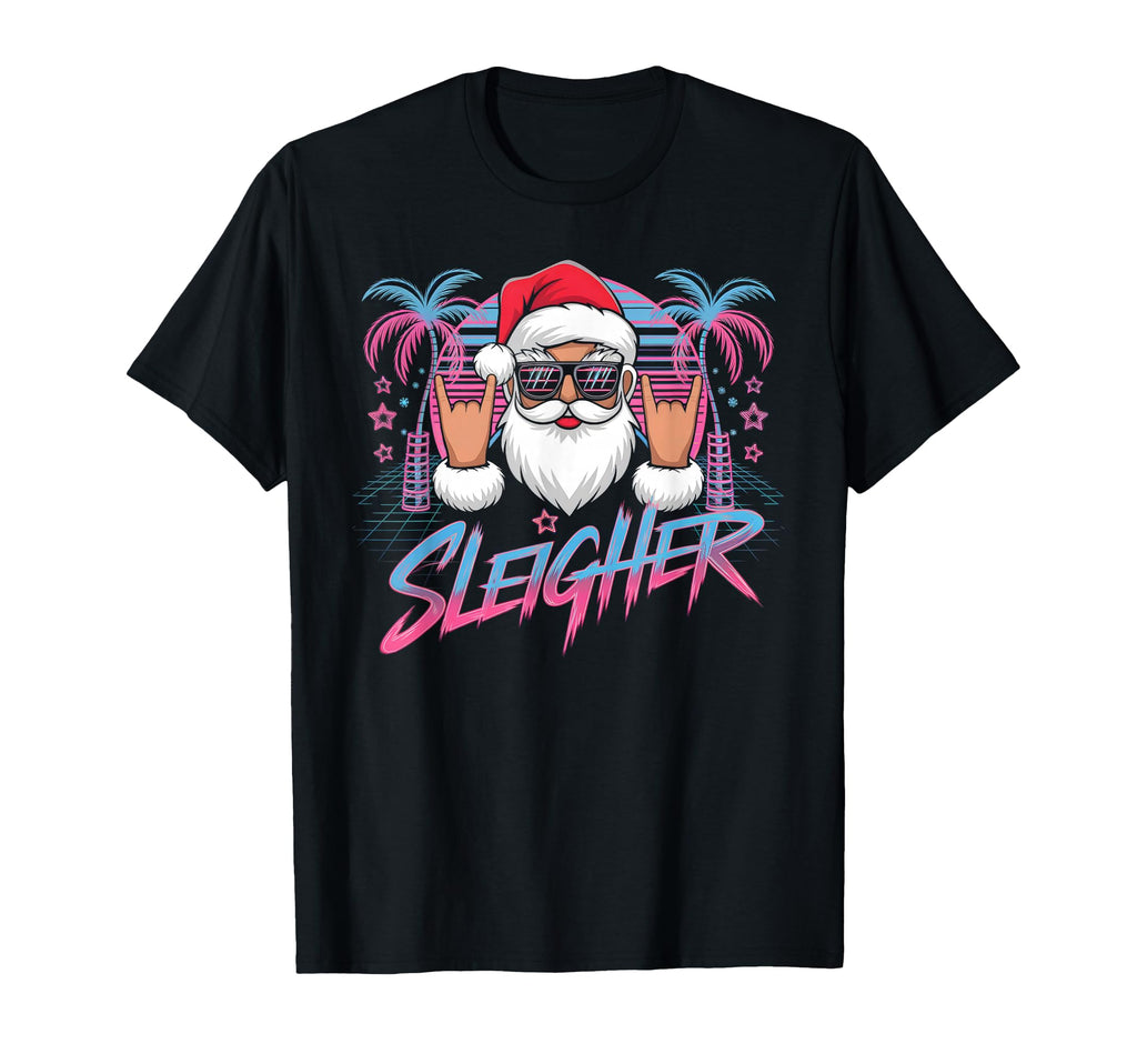Sleigher Santa Neon 80S Fun T-Shirt - Casual Everyday Wear for Adults - T-Shirt, Sweatshirt, Hoodie