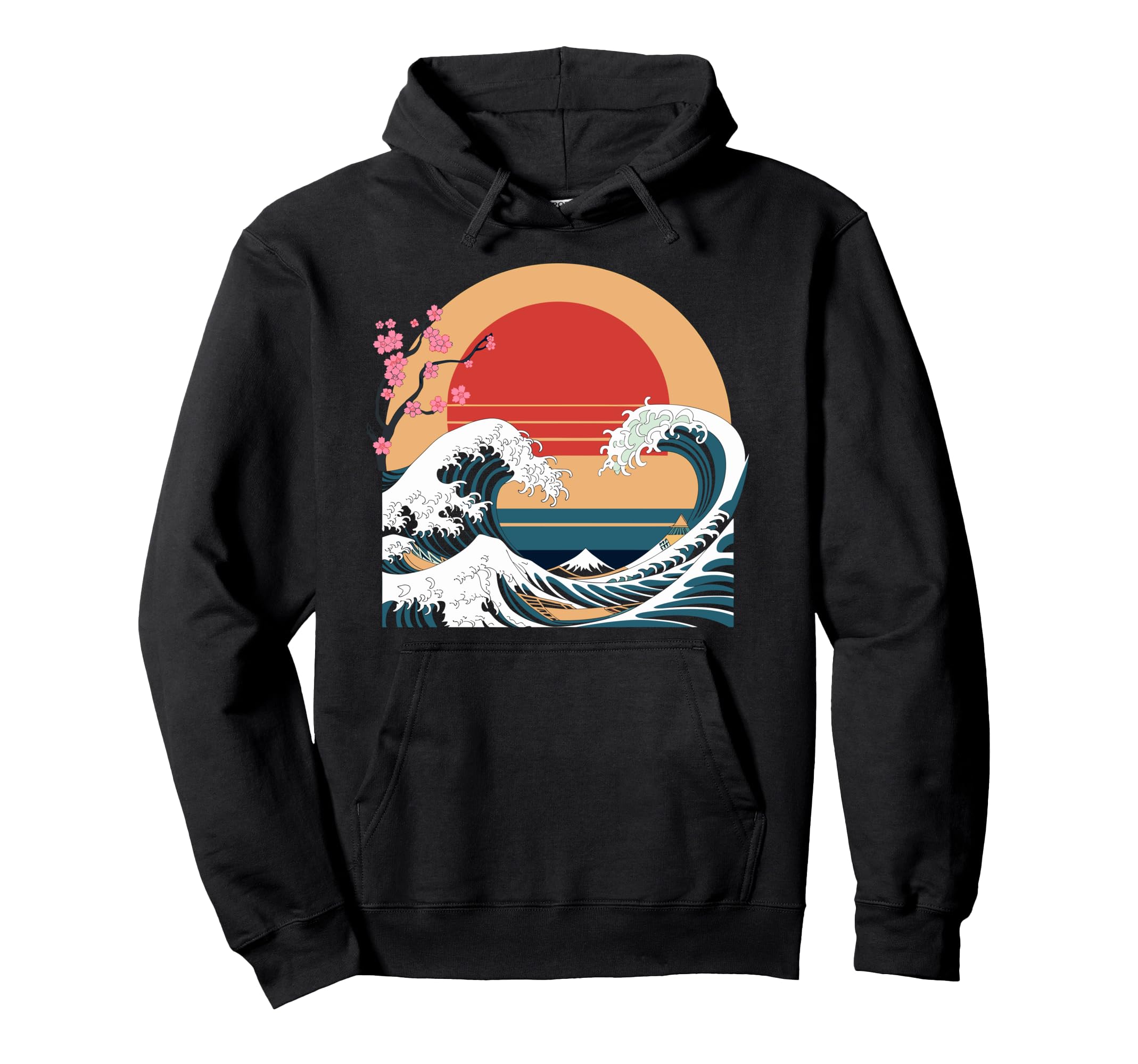 Big Wave Vaporwave Aesthetic 80S Anime Hoodie - Custom Art Print Men Women - T-Shirt, Sweatshirt, Hoodie