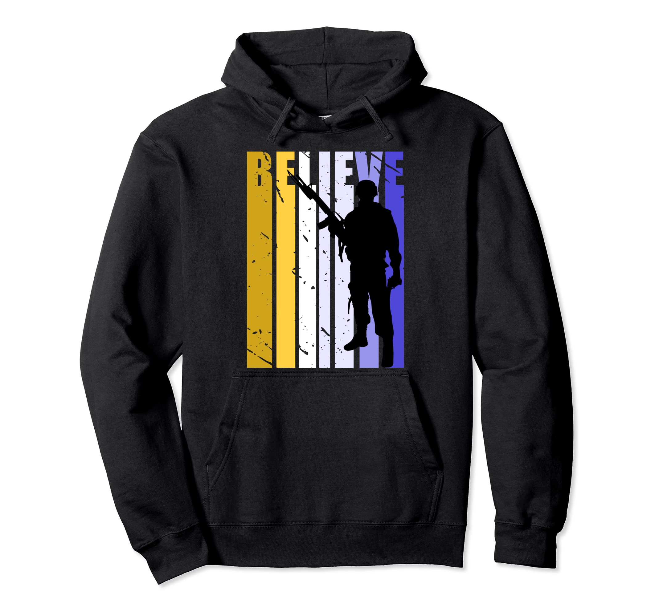 Army Soldiers Believe Distressed Hoodie - Unique Graphic for Adults - T-Shirt, Sweatshirt, Hoodie