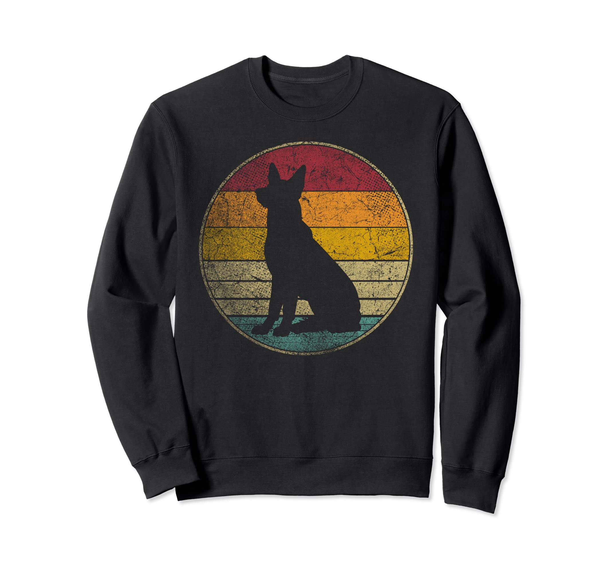 German Shepherd Dog Distressed 70S Sweatshirt - Unique Graphic for Adults - T-Shirt, Sweatshirt, Hoodie