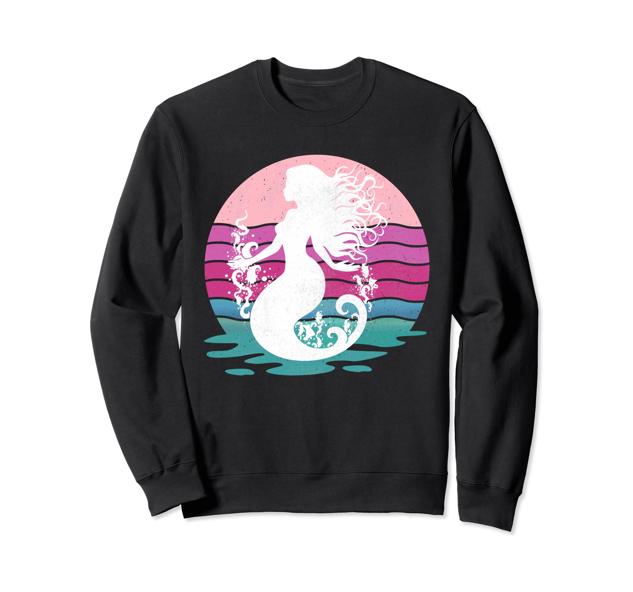 Mermaid Pastel Colors Distressed Sweatshirt - Aesthetic Graphic Men Women - T-Shirt, Sweatshirt, Hoodie