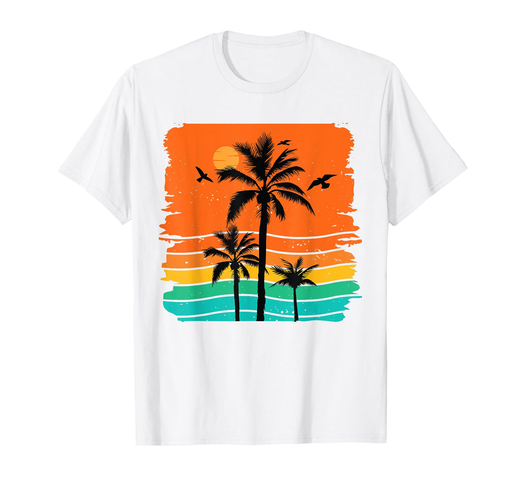 Sunset Beach Tropical Palm Tree T-Shirt - Fun Novelty Design Men Women - T-Shirt, Sweatshirt, Hoodie
