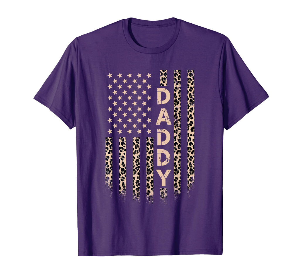 Daddy American Flag Usa Leopard Dad T-Shirt - Custom Art Print Men Women - T-Shirt, Sweatshirt, Hoodie