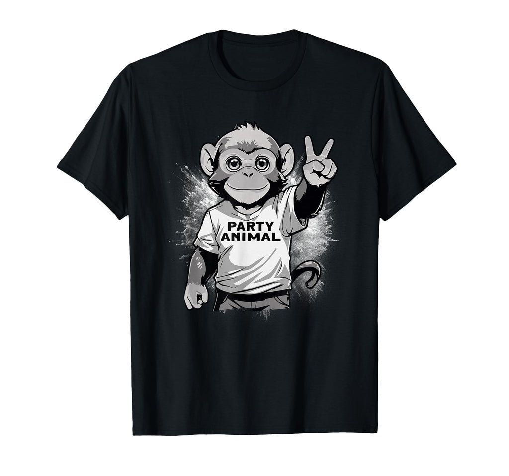 Party Animal Monkey T-Shirt - Custom Art Print Men Women - T-Shirt, Sweatshirt, Hoodie