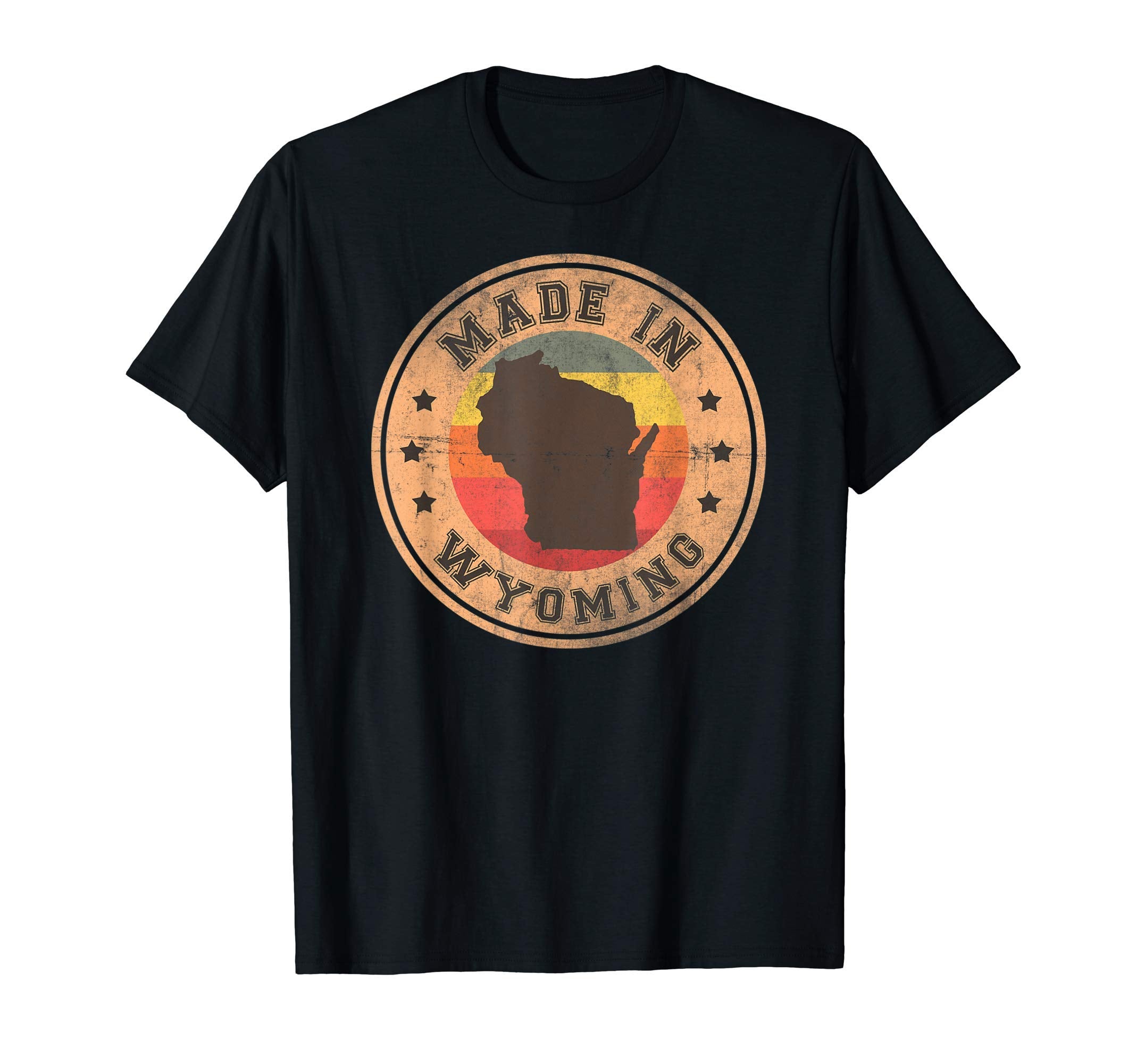 Wyoming Us State Map Stripes 1970 T-Shirt - Unique Graphic Men Women - T-Shirt, Sweatshirt, Hoodie