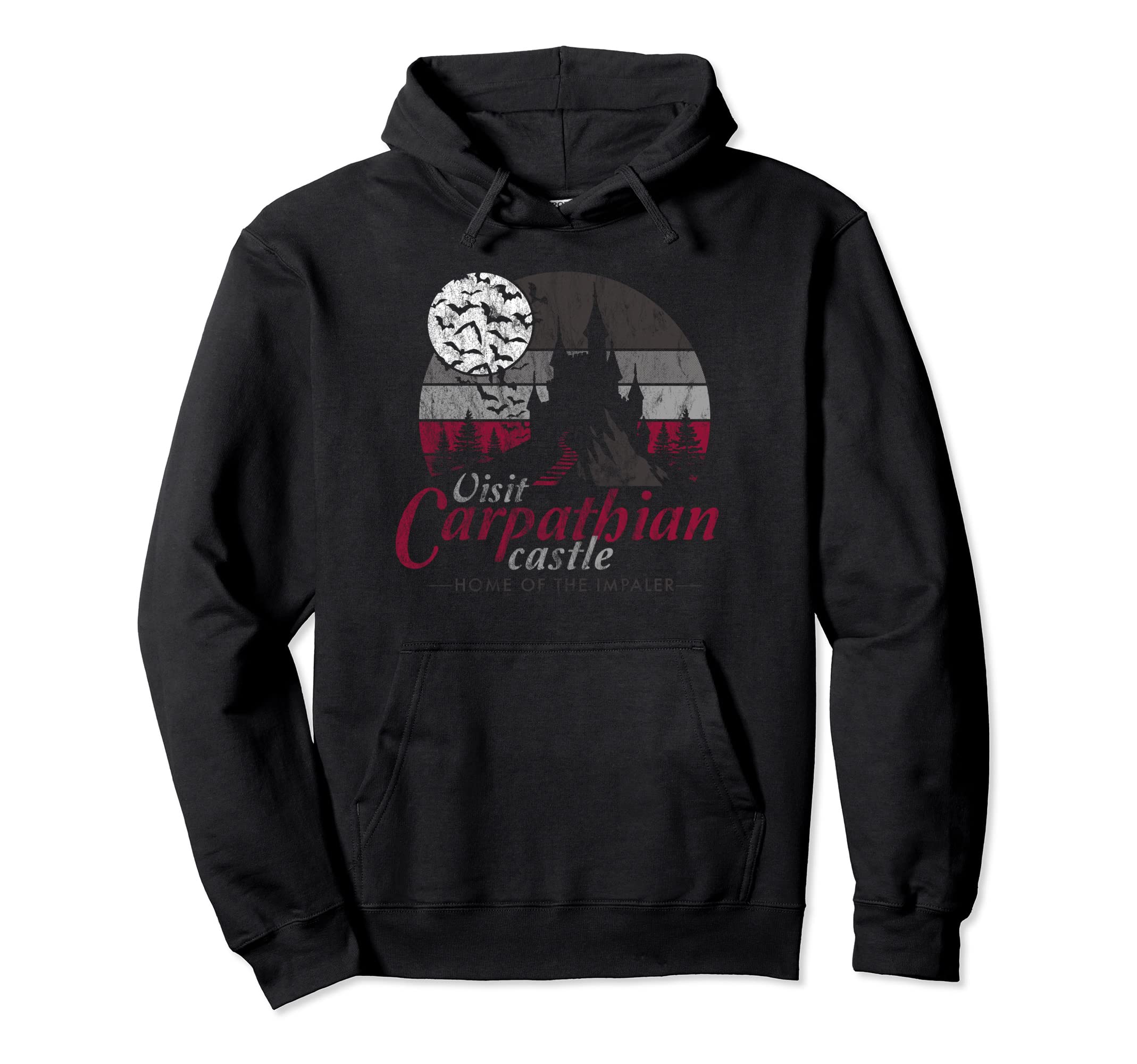Visit Carpathian Castle Distressed Hoodie - Minimalist Print Men Women - T-Shirt, Sweatshirt, Hoodie