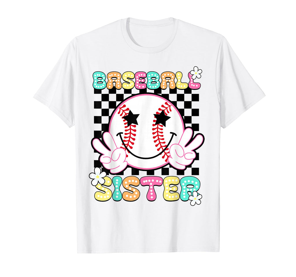 Baseball Sister Softball Groovy T-Shirt - Aesthetic Graphic for Adults - T-Shirt, Sweatshirt, Hoodie
