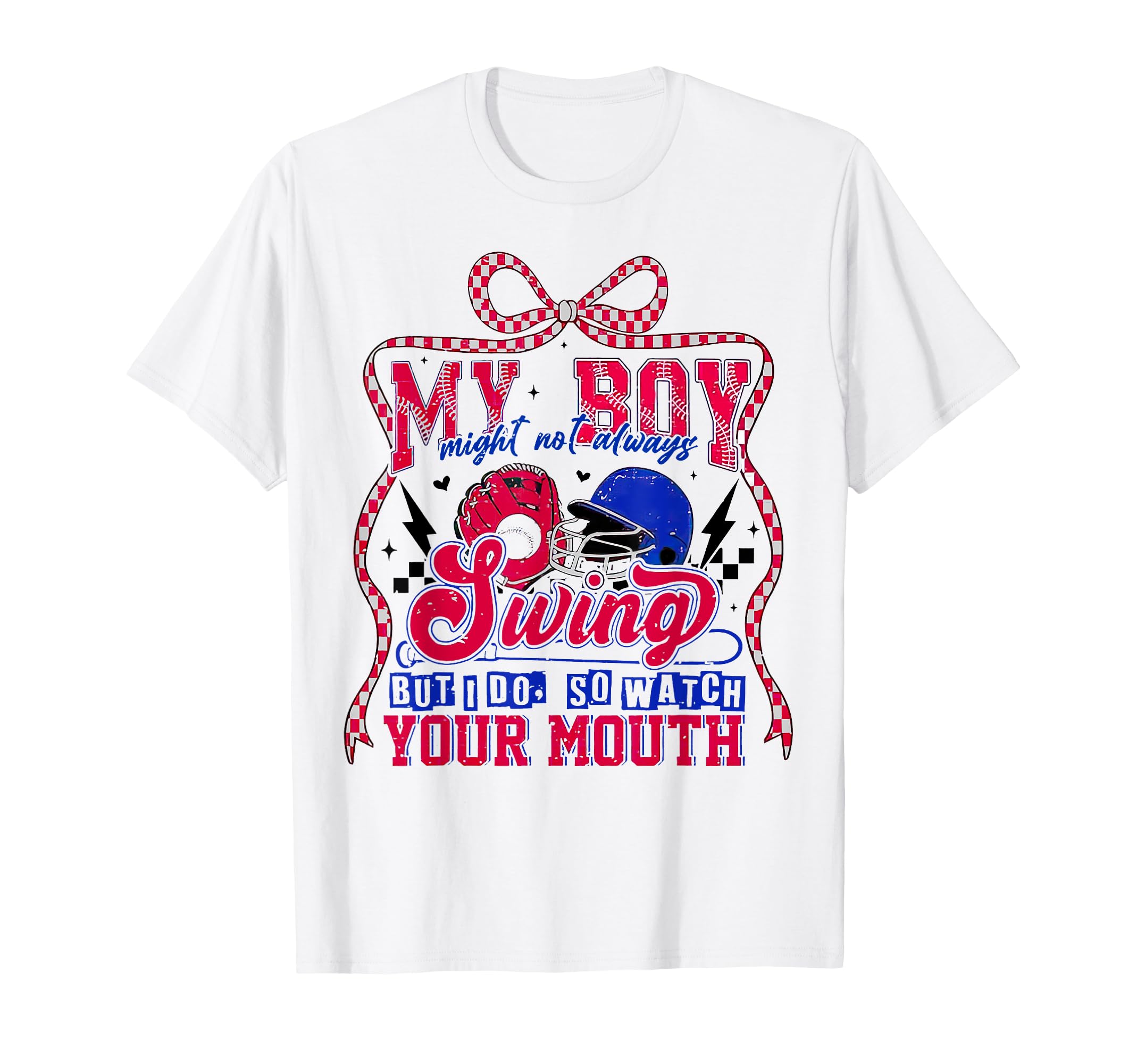 My My Might Not Always Swing Baseball Mama T-Shirt - Novelty Apparel Unisex - T-Shirt, Sweatshirt, Hoodie